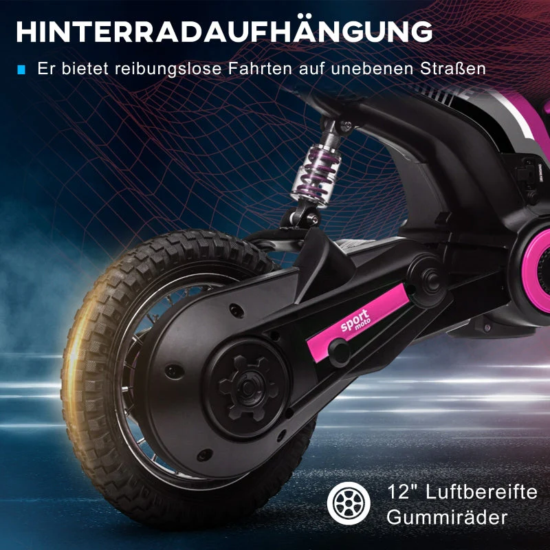Electric Motorcycle for Kids, 24V Horn, Light, Twist-Grip Throttle, Pink - Image 8