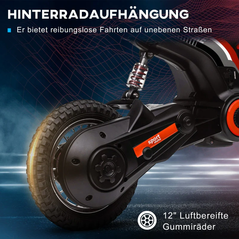 Electric Motorcycle for Kids, 24V with Horn, Light, 8-16 km/h, Red - Image 6
