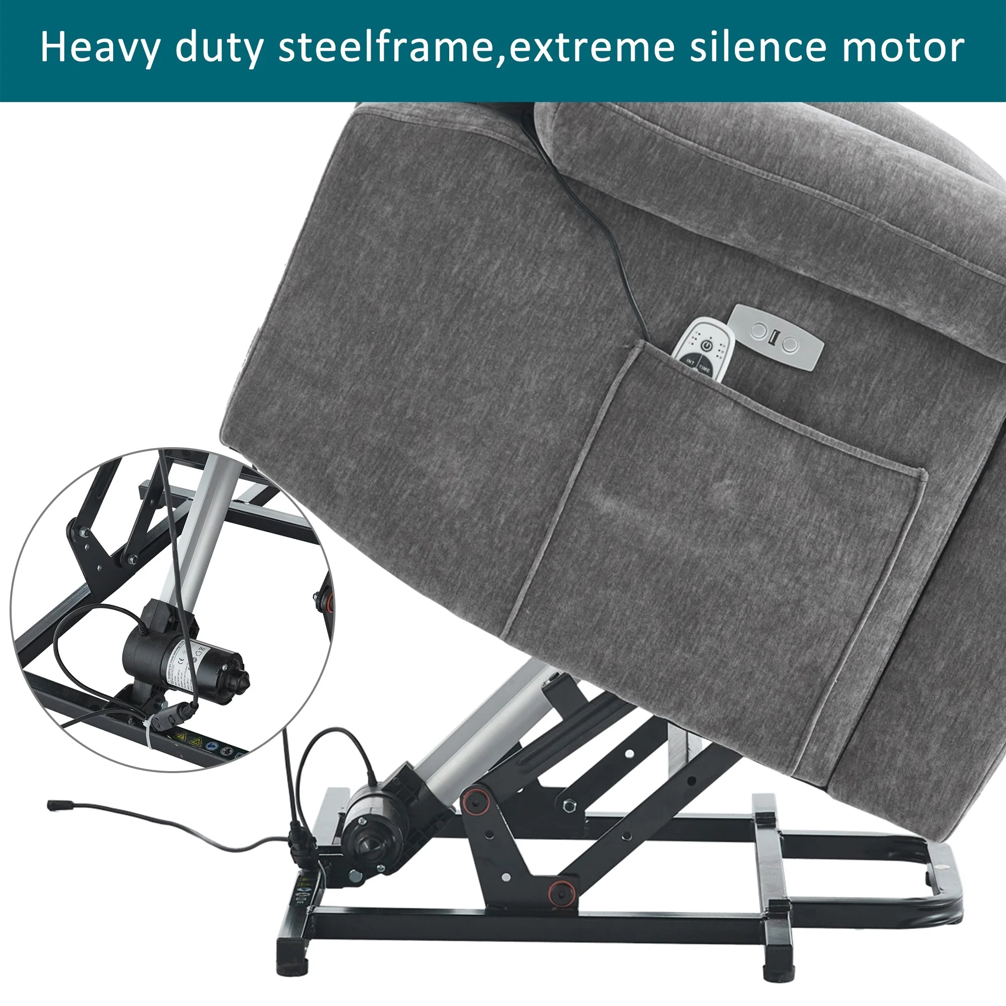 Electric Power Lift Recliner Chair Sofa with Massage, Heat, Heavy Duty, and Safety Motion Fabric - Image 4