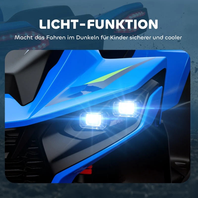 Electric Quad Bike for Children with LED Headlights and Music, Blue - Image 8