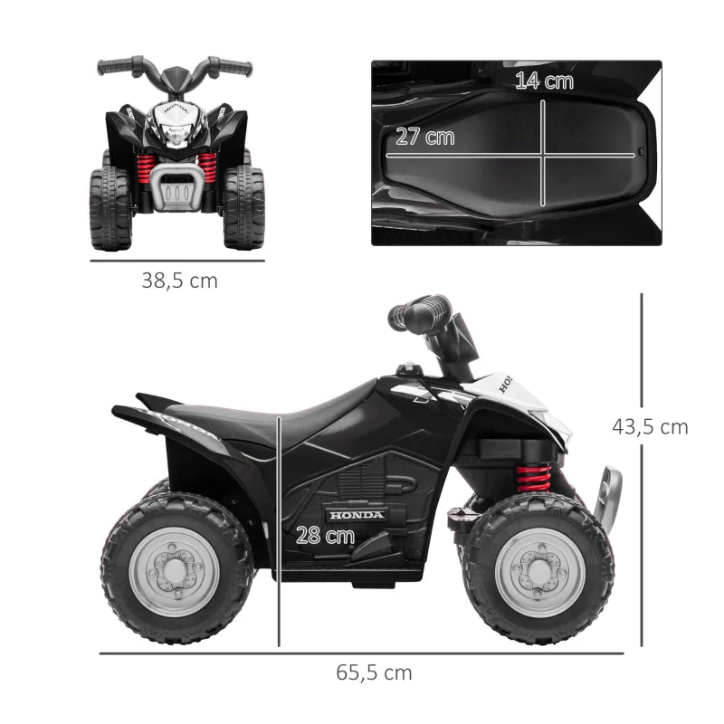 Electric Quad Bike for Kids with LED Headlights and 2.8 km/h Speed, Black - Image 3