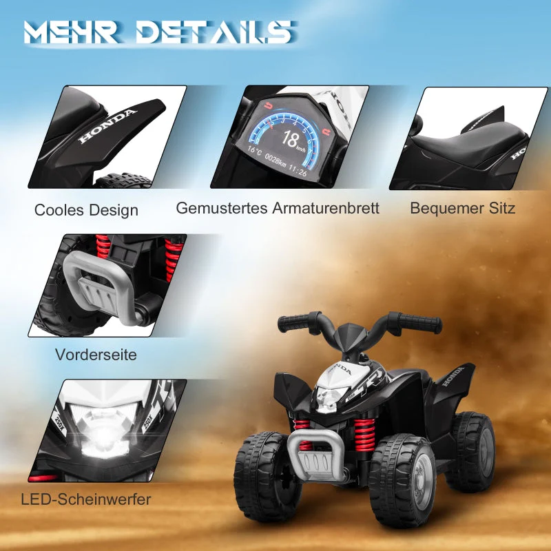 Electric Quad Bike for Kids with LED Headlights and 2.8 km/h Speed, Black - Image 6