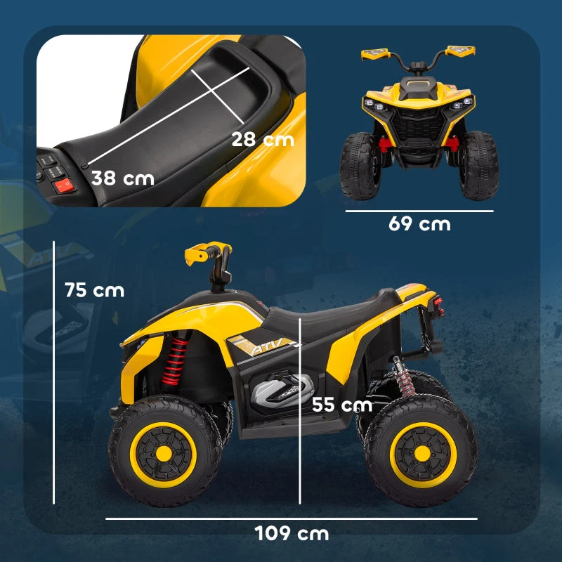 Electric Quad Bike for Kids with LED Headlights and Music, Yellow - Image 3
