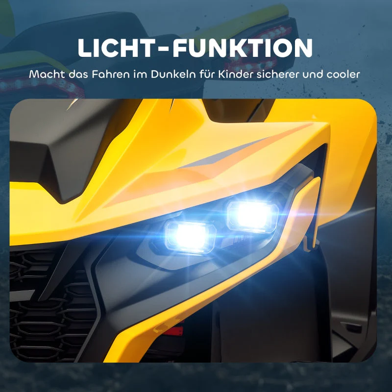 Electric Quad Bike for Kids with LED Headlights and Music, Yellow - Image 8