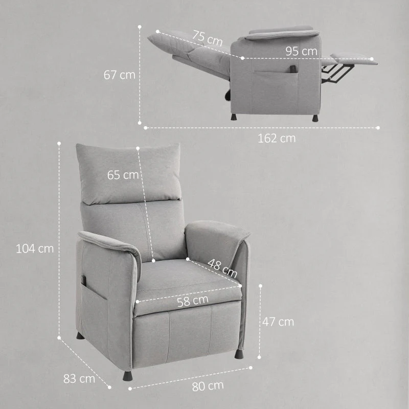 Electric Recliner Chair, Adjustable, Memory, Pet-Friendly Faux Velvet, Grey - Image 3