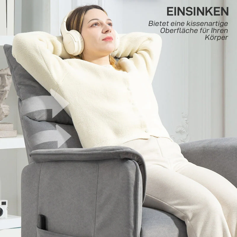 Electric Recliner Chair, Adjustable, Memory, Pet-Friendly Faux Velvet, Grey - Image 8