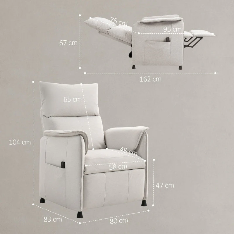 Electric Recliner Chair, Memory Function, Quiet, Adjustable, Pet-Friendly Faux Velvet, Cream - Image 3
