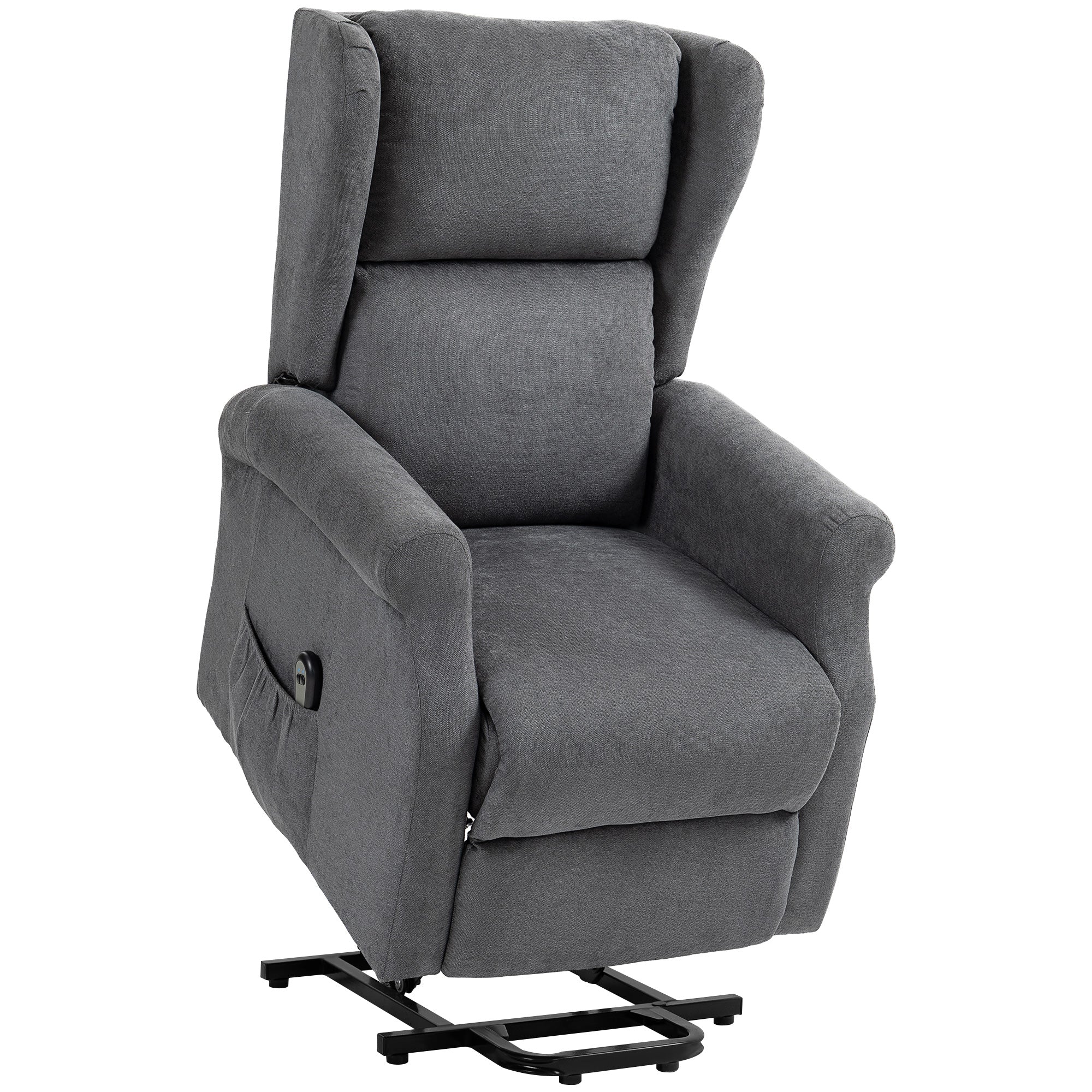 Electric Recliner, Lift Function Side Pocket Remote Control, Linen-Look Upholstery - Image 2