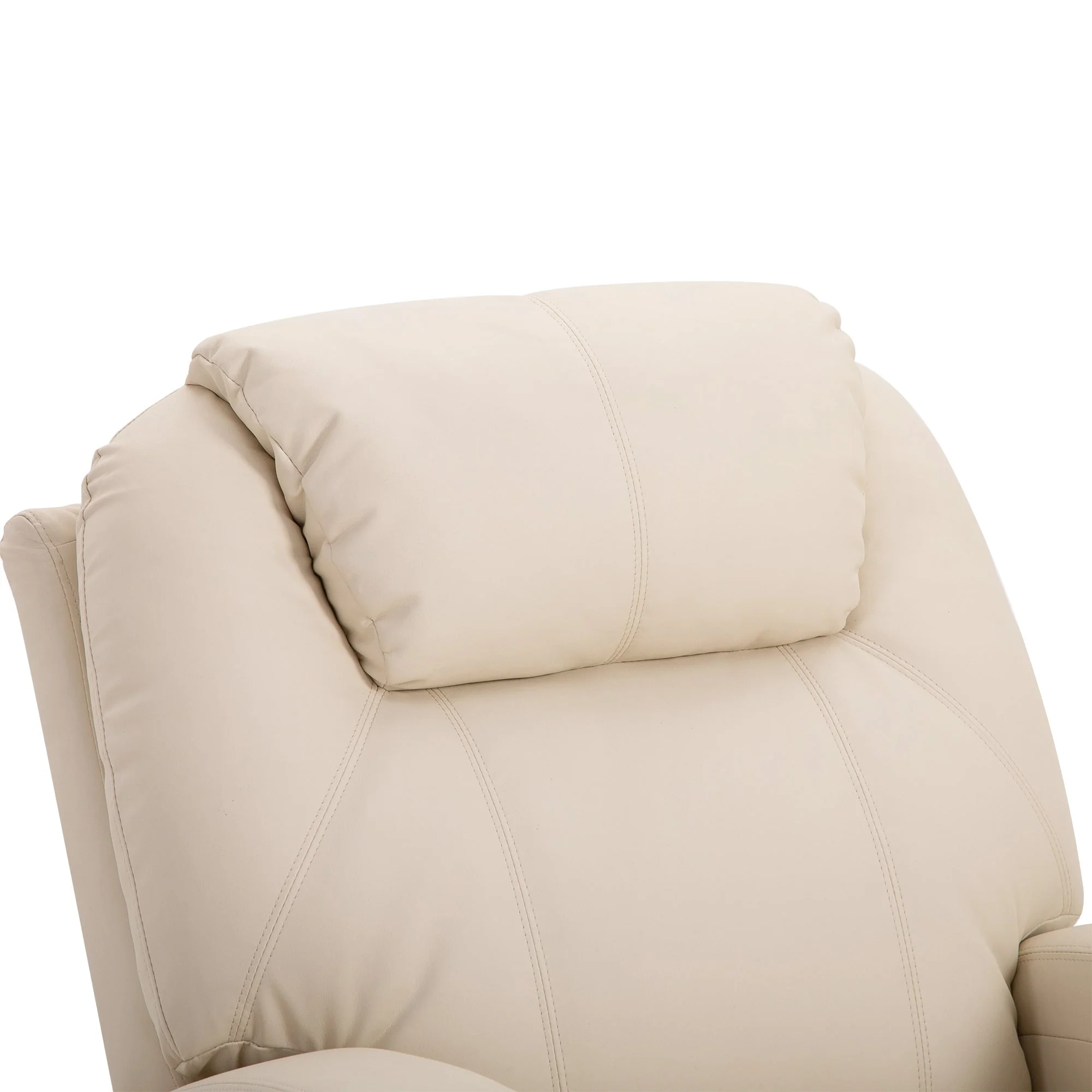 Electric Recliner TV Massage Chair with Reclining Function, Faux Leather Beige - Image 8
