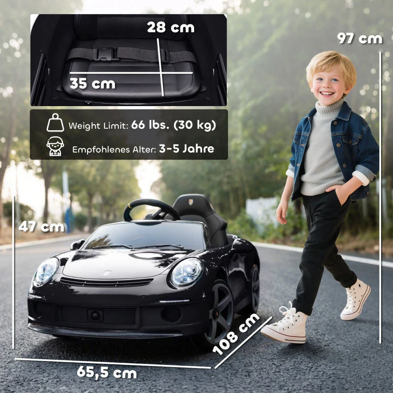 Electric Ride-on Car for Children, Remote Control and Music with USB, Black - Image 3