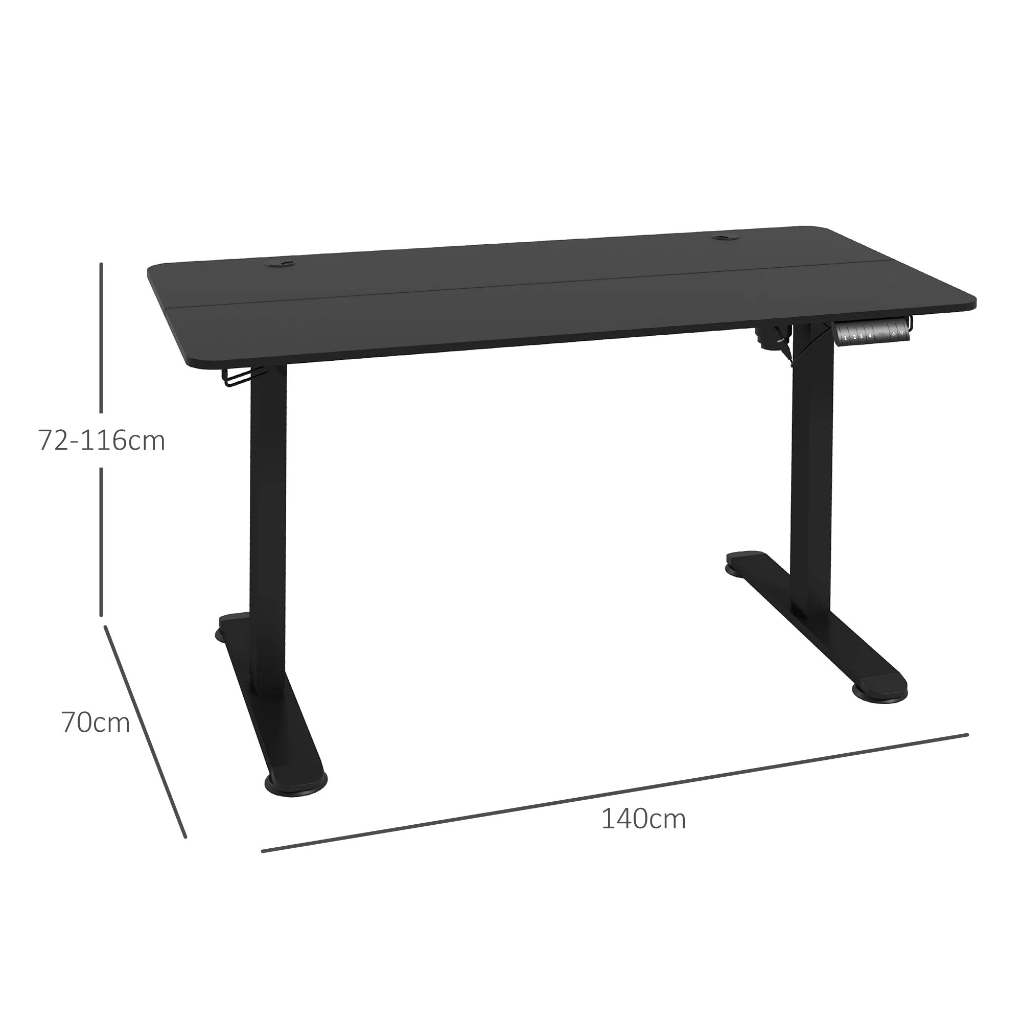 Electric Sit-Stand Desk, Anti-Collision Memory Options 140x70cm, Chipboard Black - Image 3