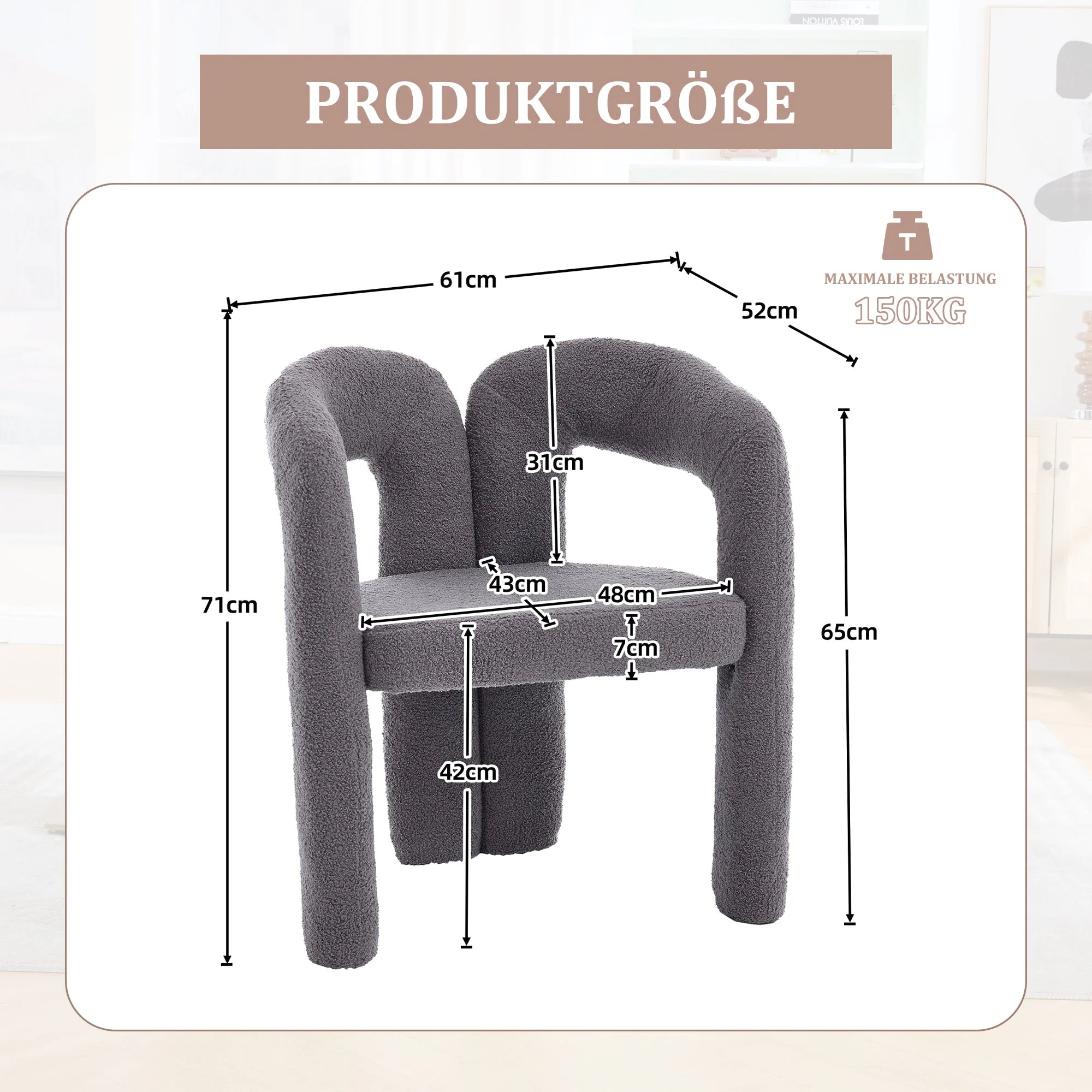Ergonomic Armchair, Teddy Pile, Unique Design, Back Support, Convertible - Image 2