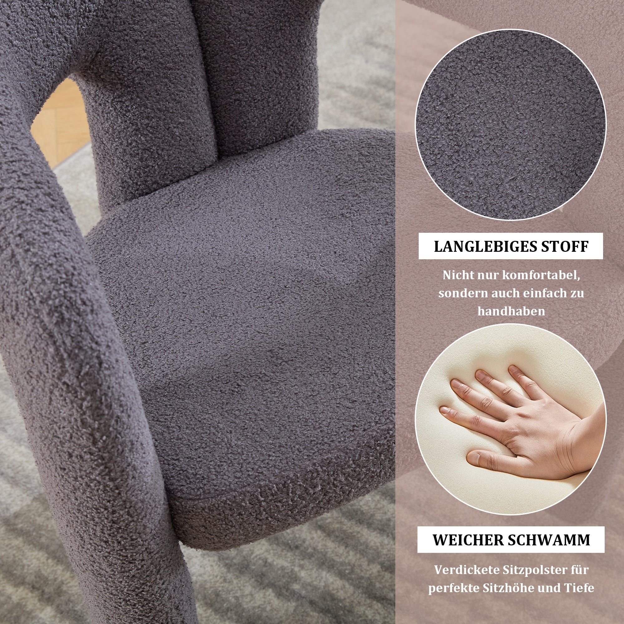 Ergonomic Armchair, Teddy Pile, Unique Design, Back Support, Convertible - Image 5