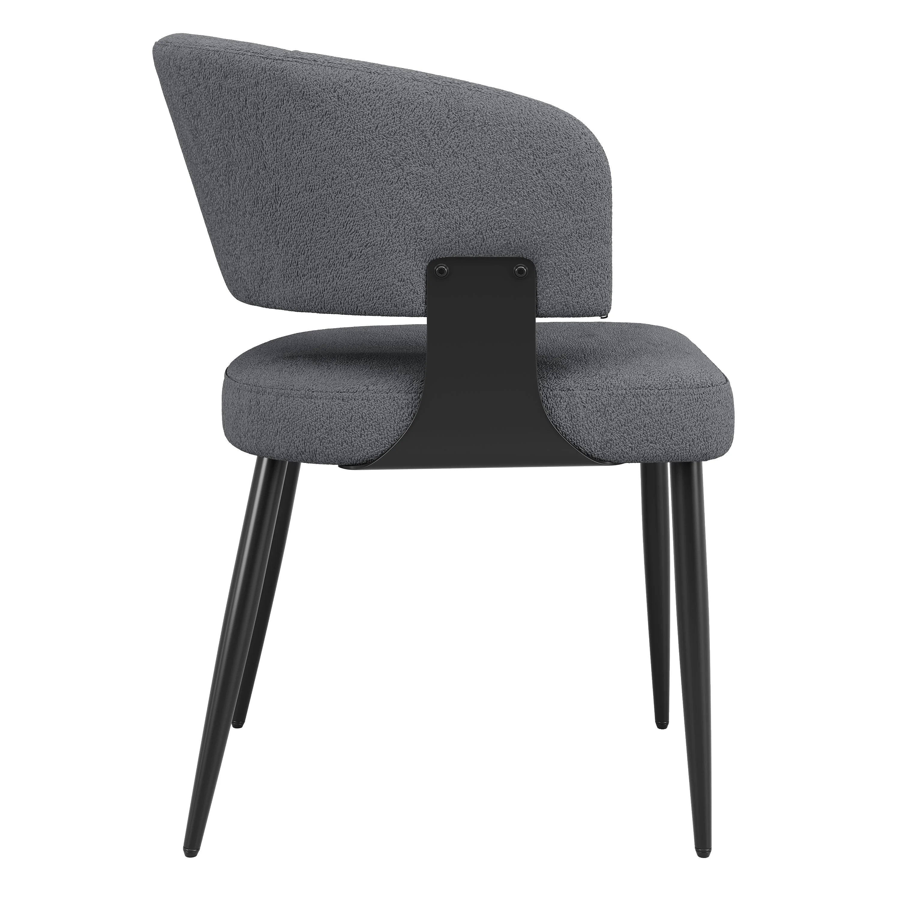Ergonomic Dining and Vanity Chair Set of 2 with Curved Backrest, Beige and Grey Flannel - Image 4