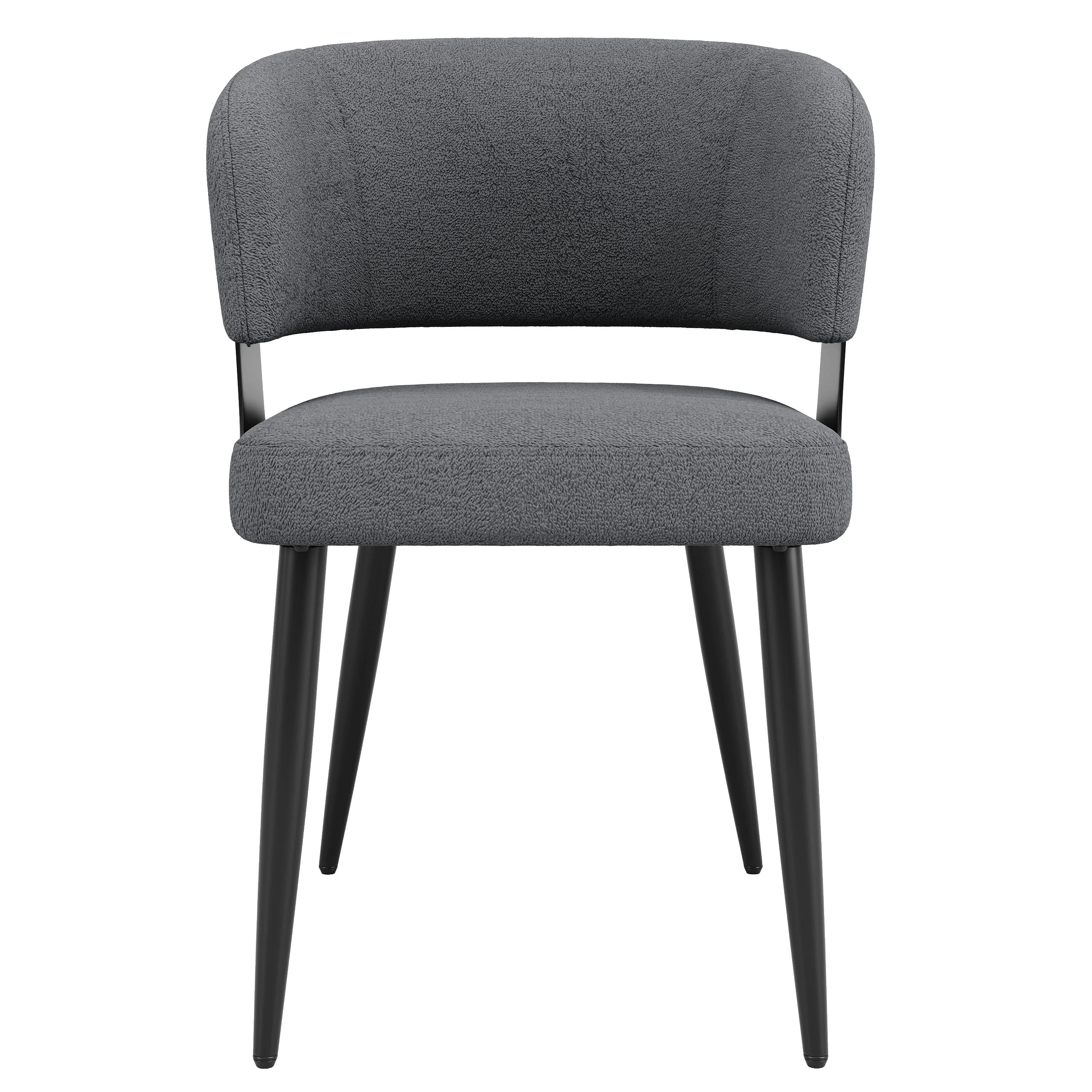 Ergonomic Dining and Vanity Chair Set of 2 with Curved Backrest, Beige and Grey Flannel - Image 6