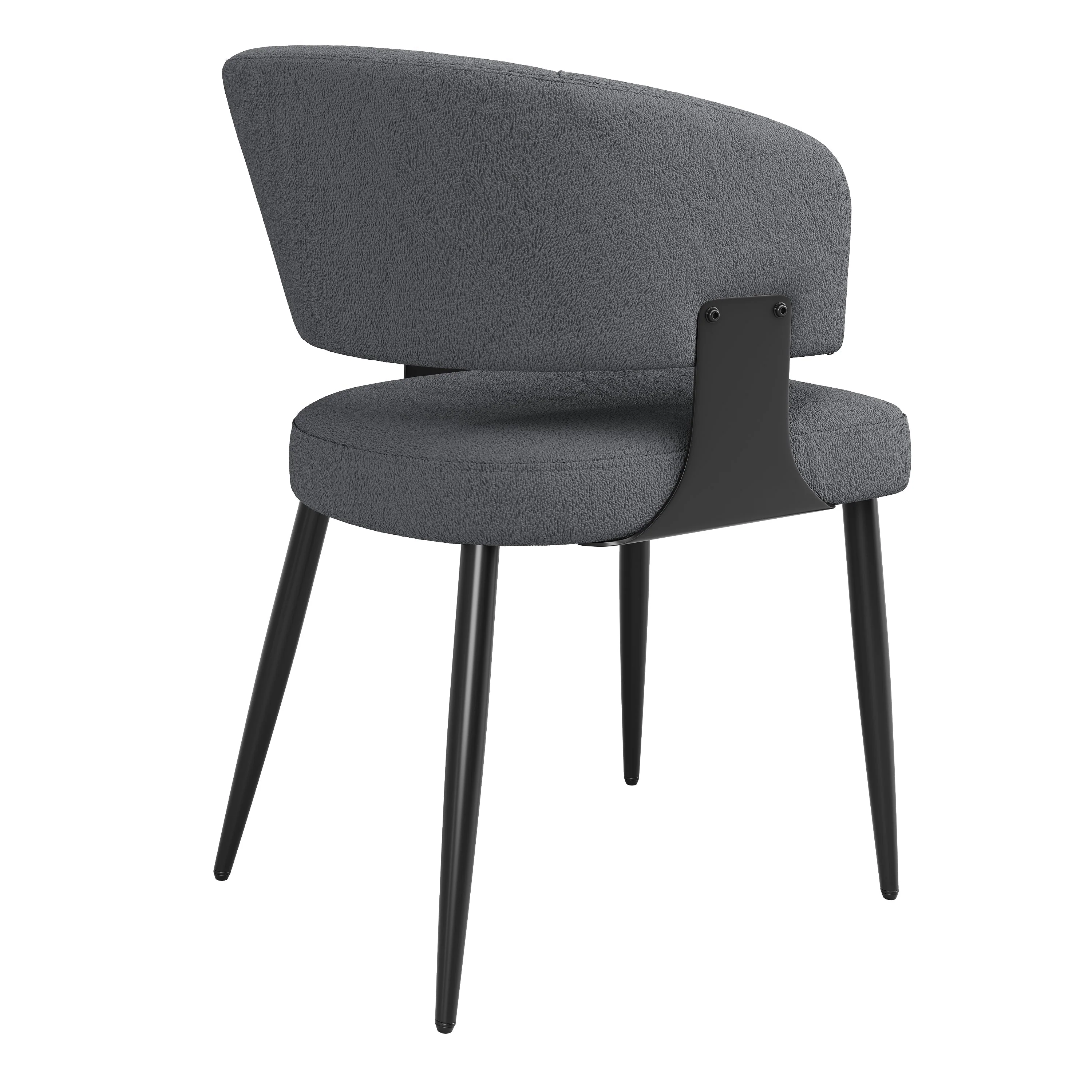 Ergonomic Dining and Vanity Chair Set of 2 with Curved Backrest, Beige and Grey Flannel - Image 9