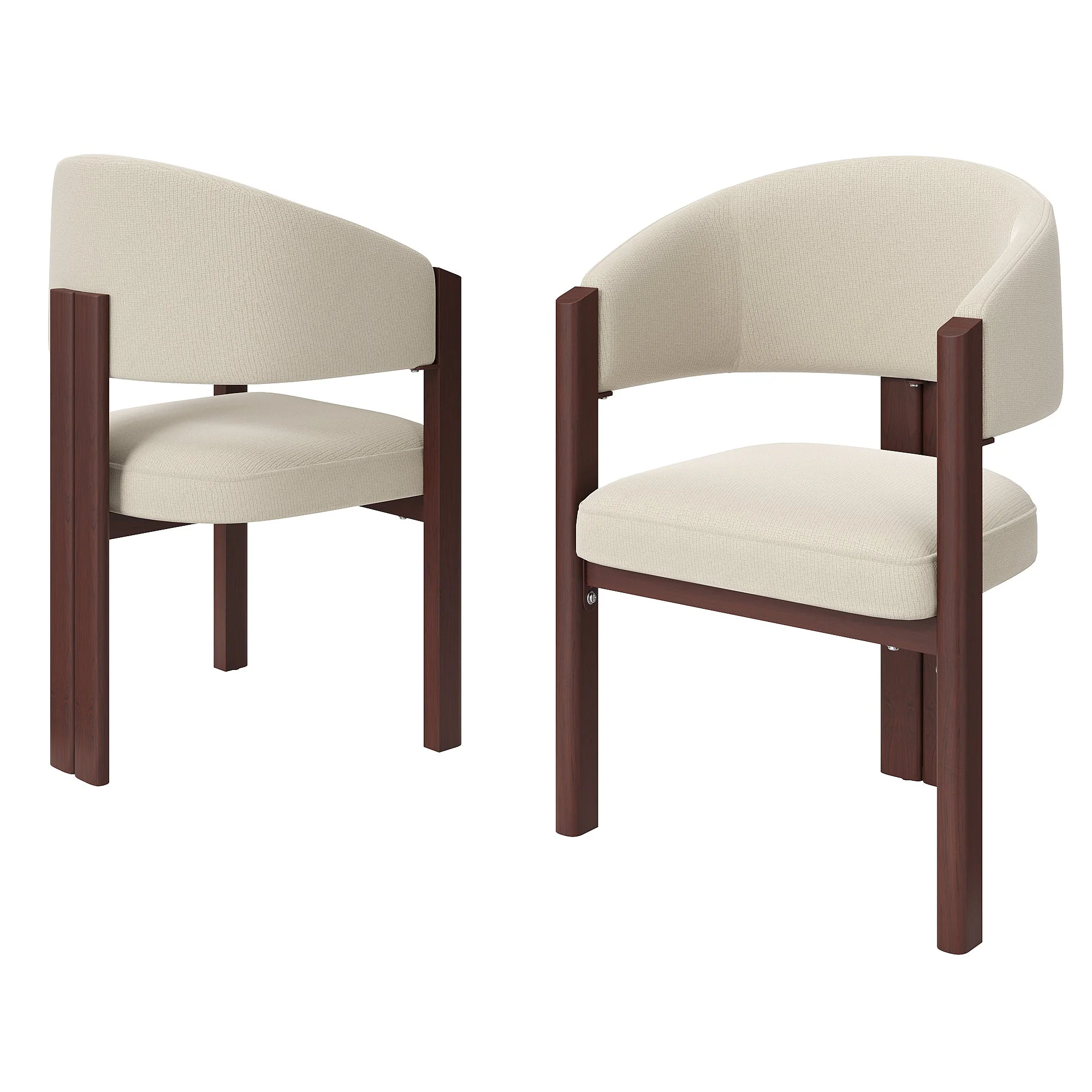 Ergonomic Dining Chairs Set of 2 with Thick Padding and Height Adjustable Feet, Wood Look Breathable Fabric - Image 6