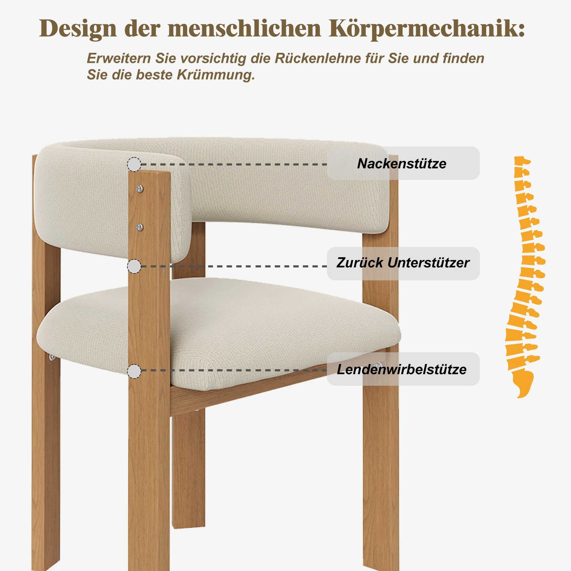 Ergonomic Dining Chairs Set of 2 with Thick Padding and Iron Legs, Wood Look - Image 5