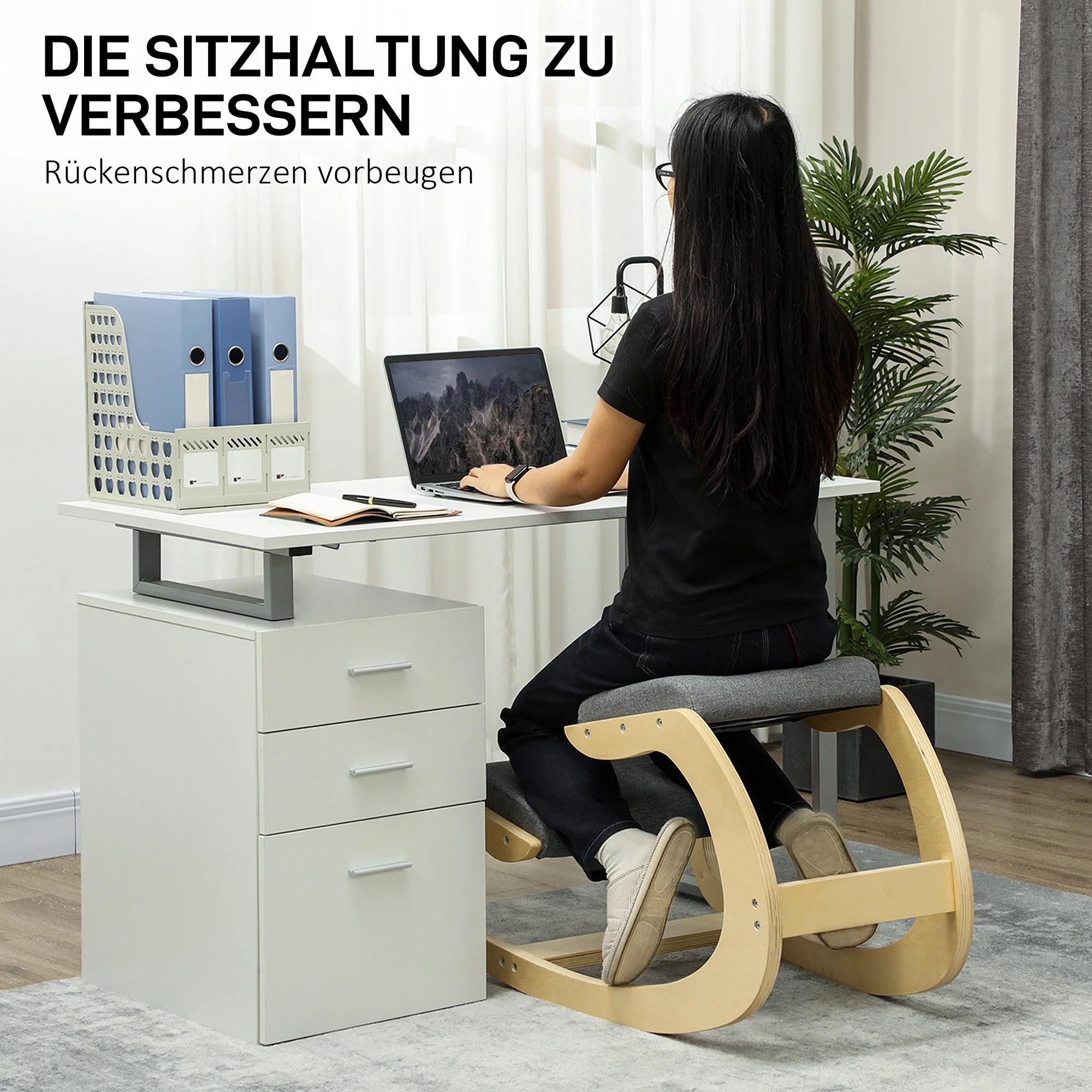 Ergonomic Knee Stool, Rocking Kneeling Chair Posture Gray - Image 4