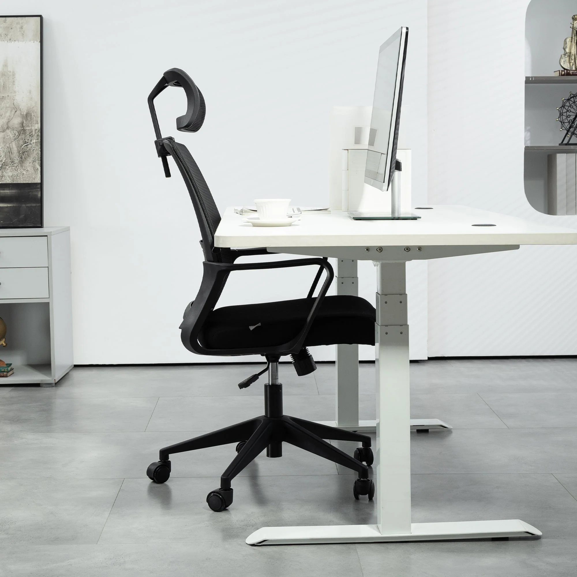 Ergonomic Office Chair Armrests Adjustable Headrest Mesh Swivel Rocking Black - Image 7
