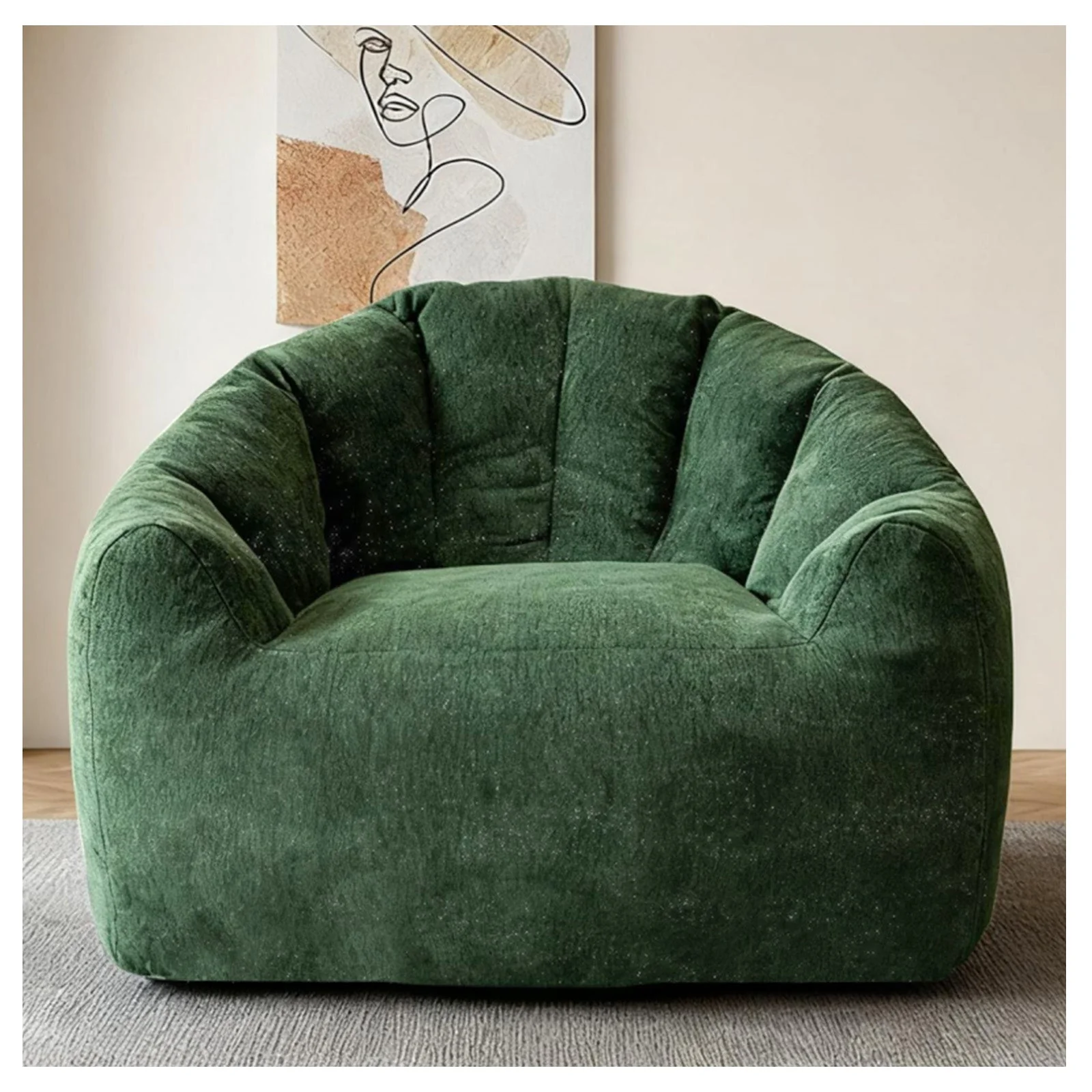 Ergonomic Round Bean Bag Chair Full-Body Contouring