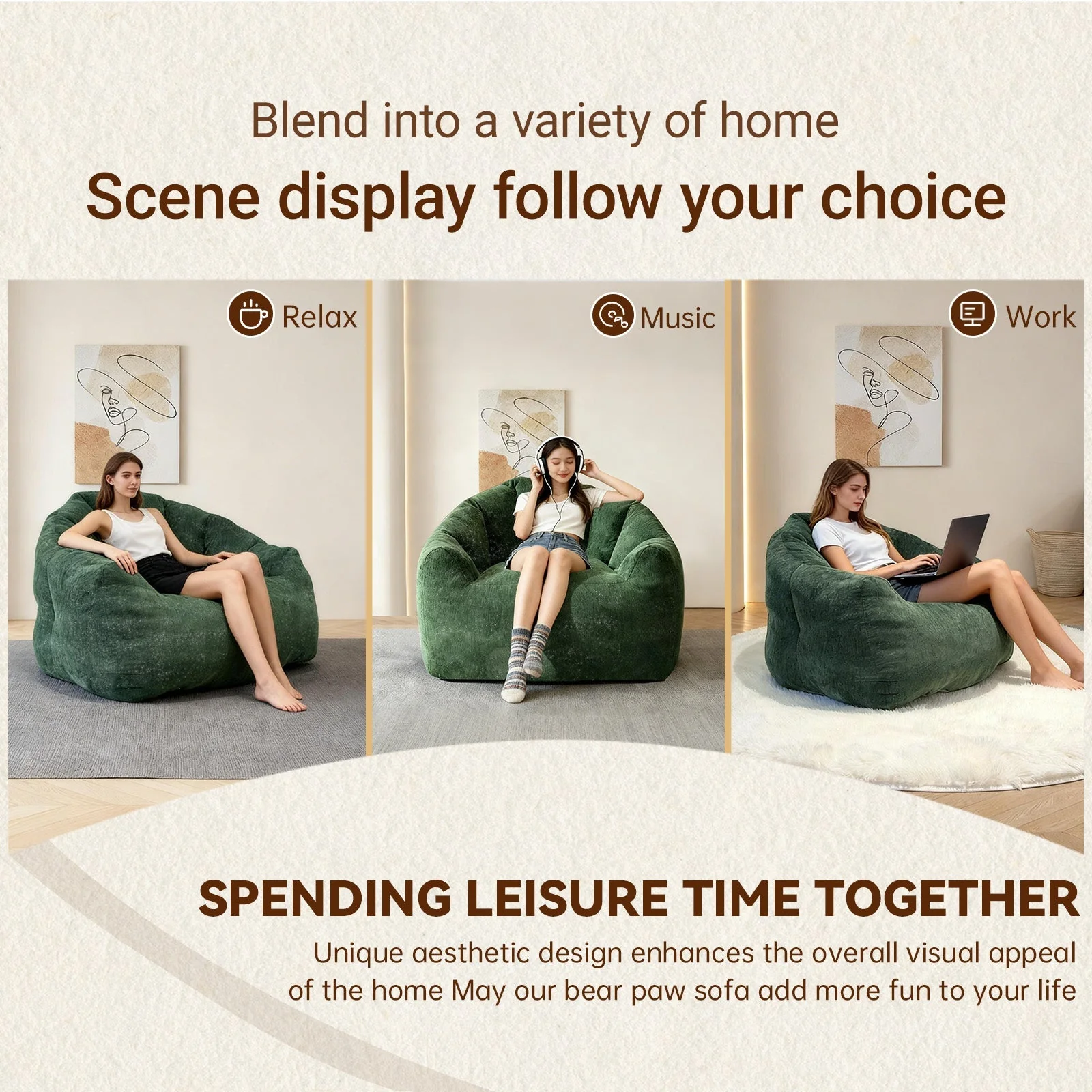 Ergonomic Round Bean Bag Chair Full-Body Contouring - Image 5