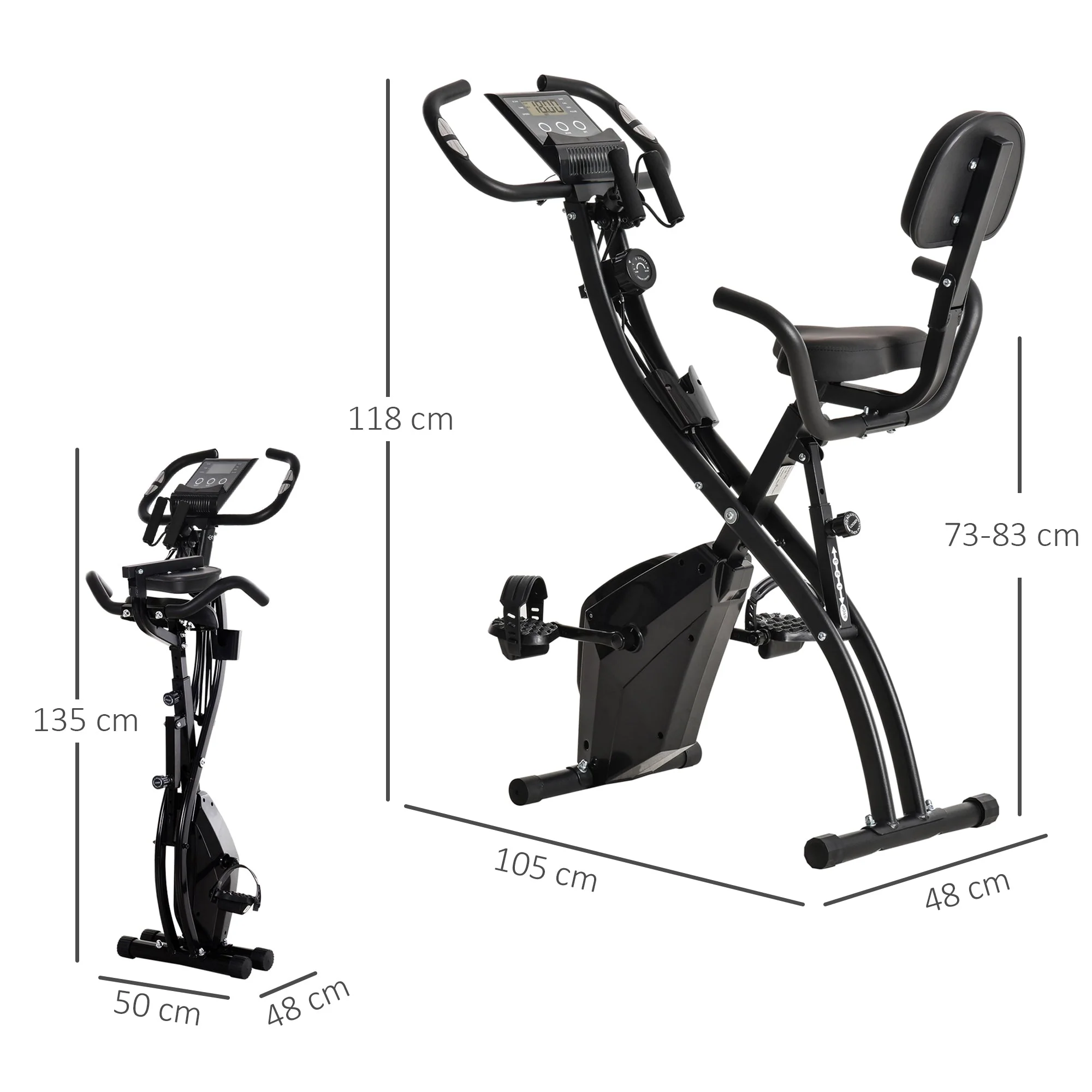 Exercise Bike, Foldable 8-Level Magnetic Resistance, Metal - Image 3