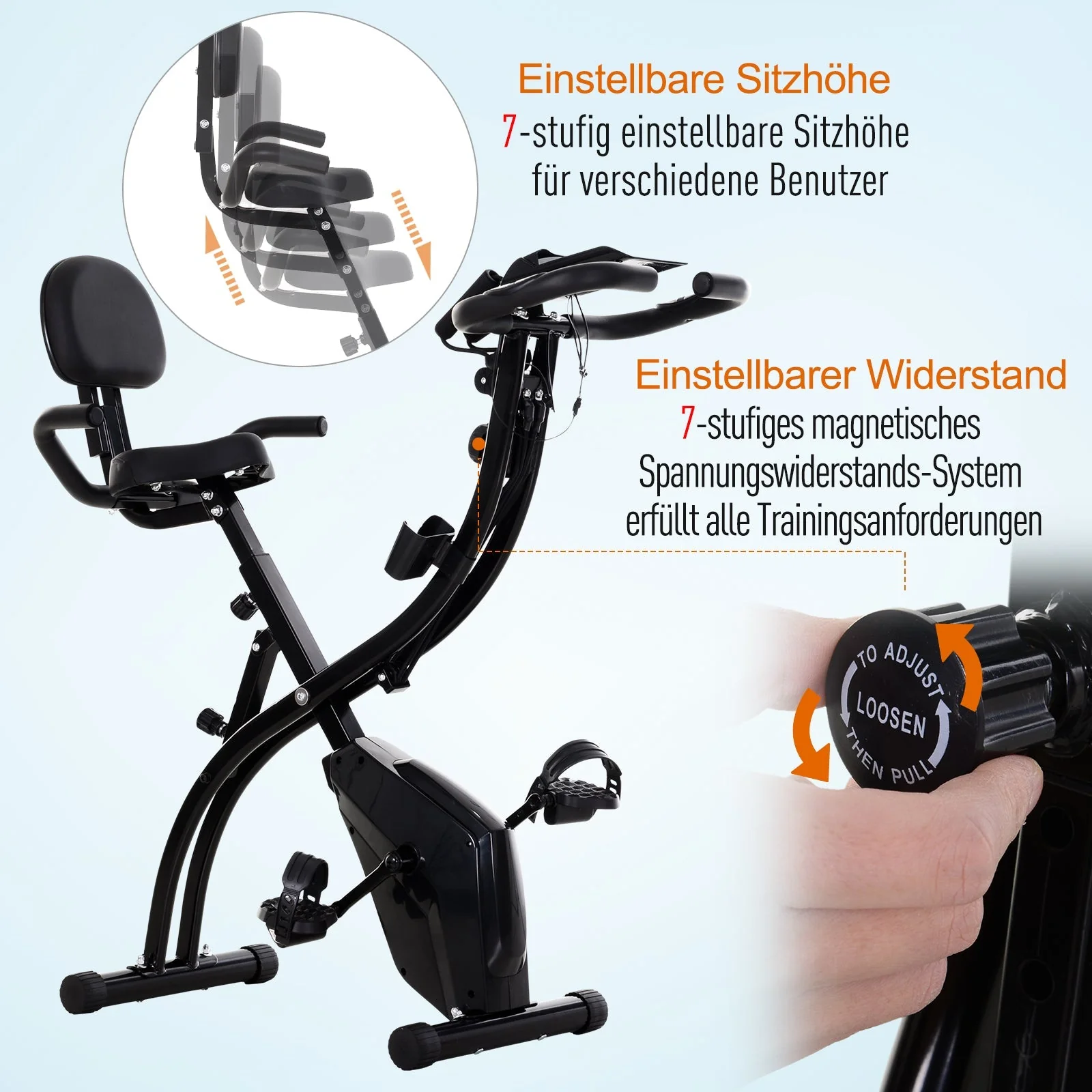 Exercise Bike, Foldable 8-Level Magnetic Resistance, Metal - Image 5