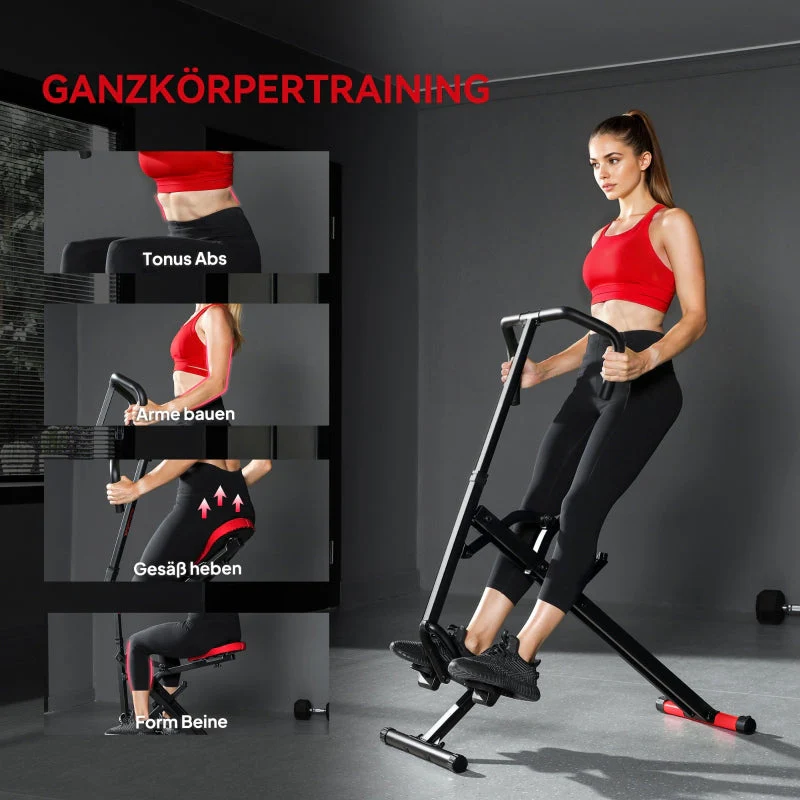 Exercise Machine with Adjustable Pedals and Metal Tubes, Foldable Red - Image 7