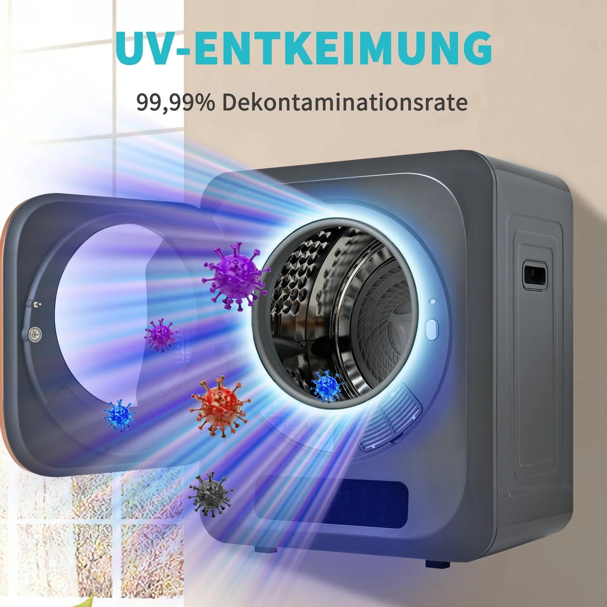 Exhaust Gas Dryer 3kg (Up to 4kg) 850W 6 Programs Overheat Protection, Stainless Steel - Image 2