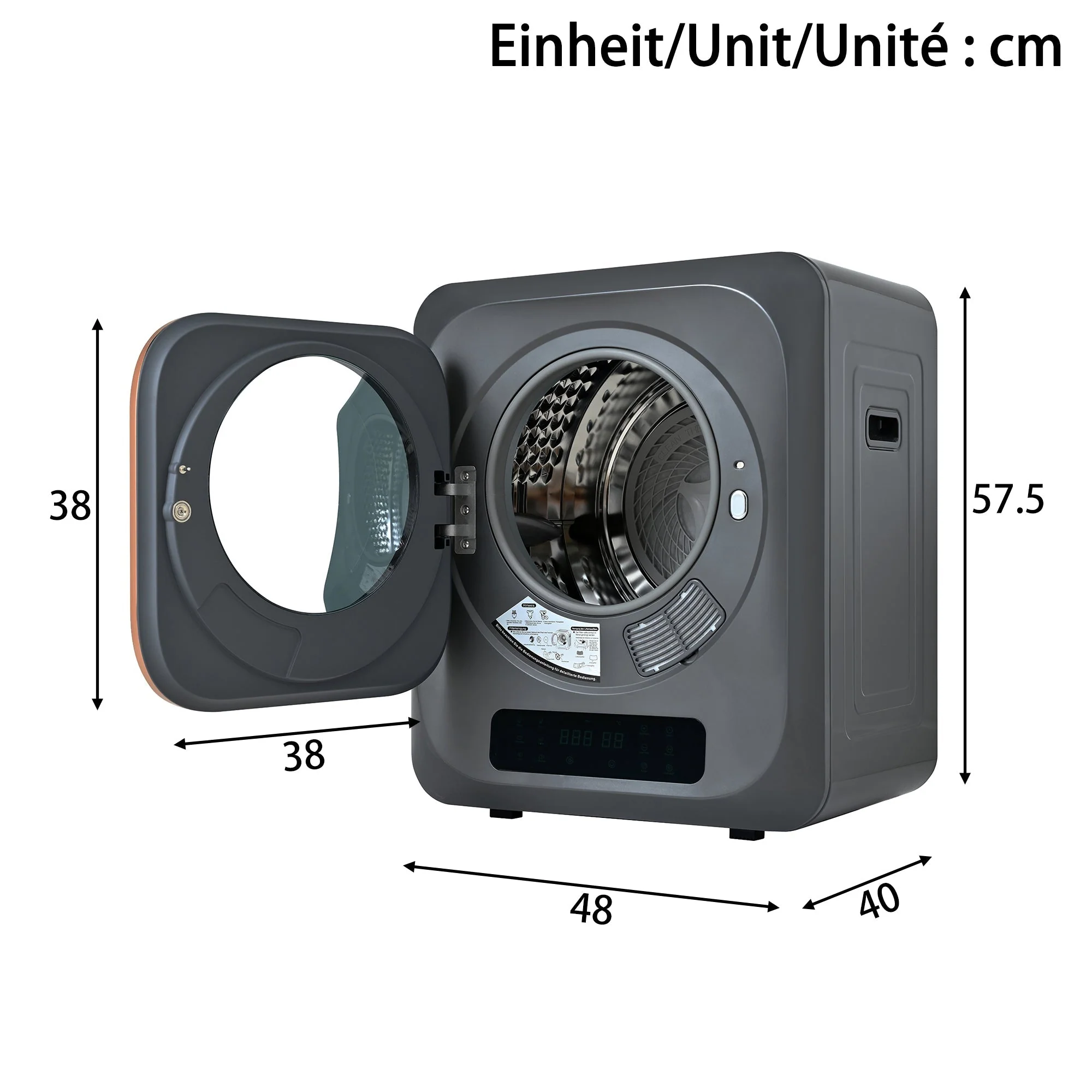 Exhaust Gas Dryer 3kg (Up to 4kg) 850W 6 Programs Overheat Protection, Stainless Steel - Image 7