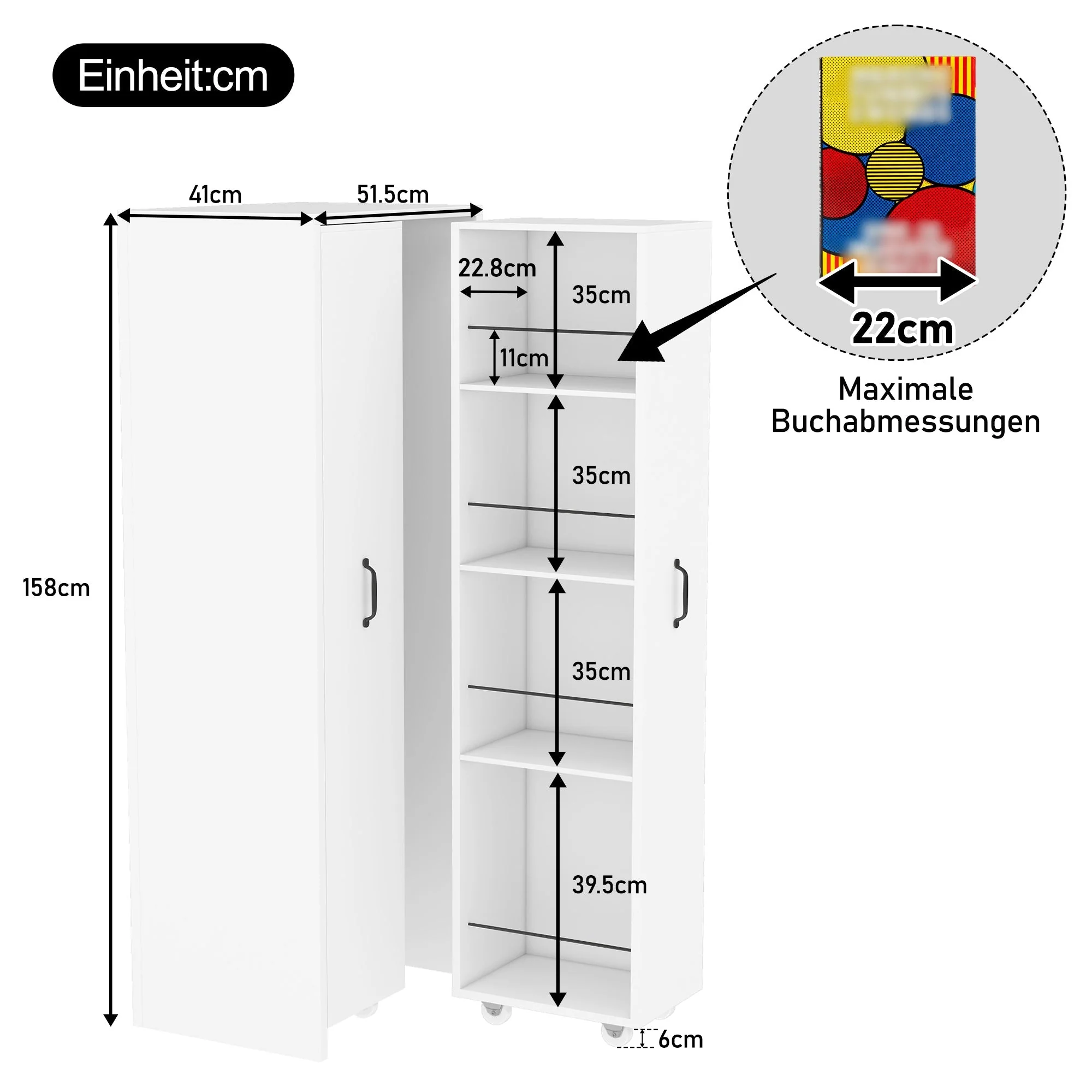 Expandable Bookshelf 4-Shelf Storage, Interchangeable, MDF, White - Image 7