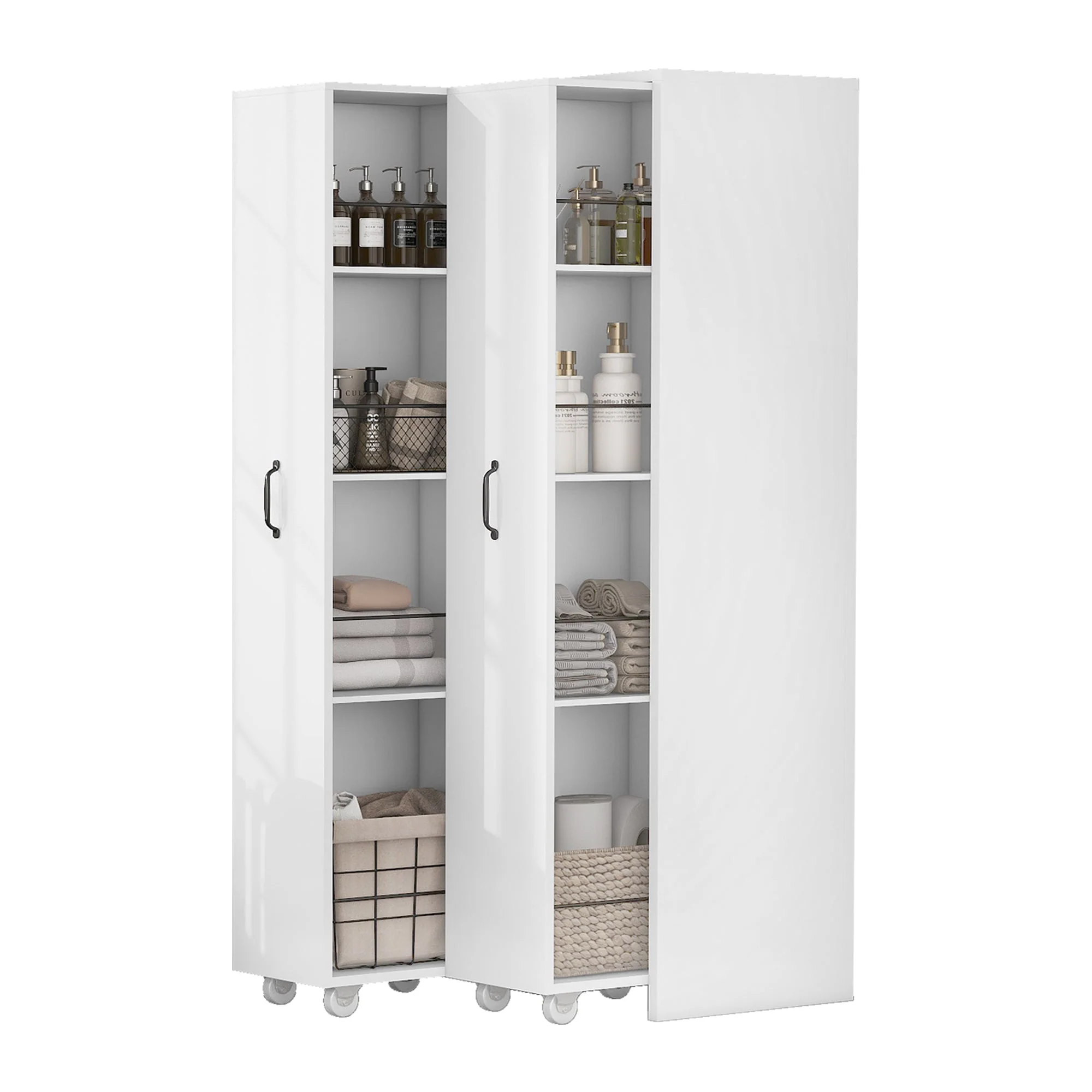 Expandable Bookshelf 4-Shelf Storage, Interchangeable, MDF, White - Image 8