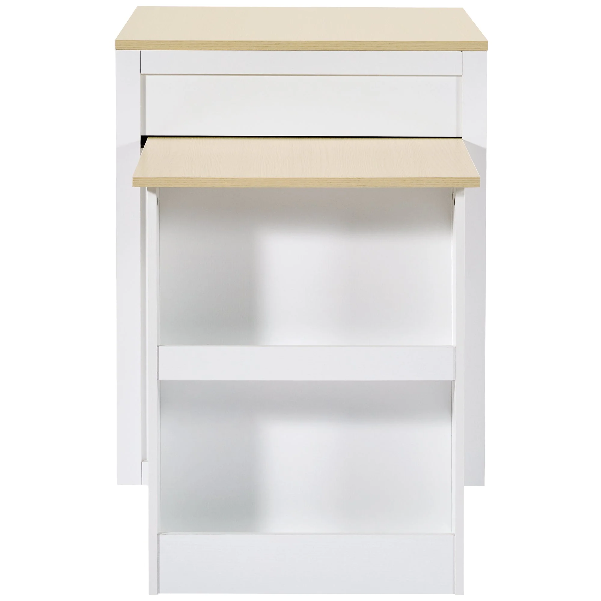 Extendable Bar Table Storage Drawers Shelves Kitchen Island - White - Image 10