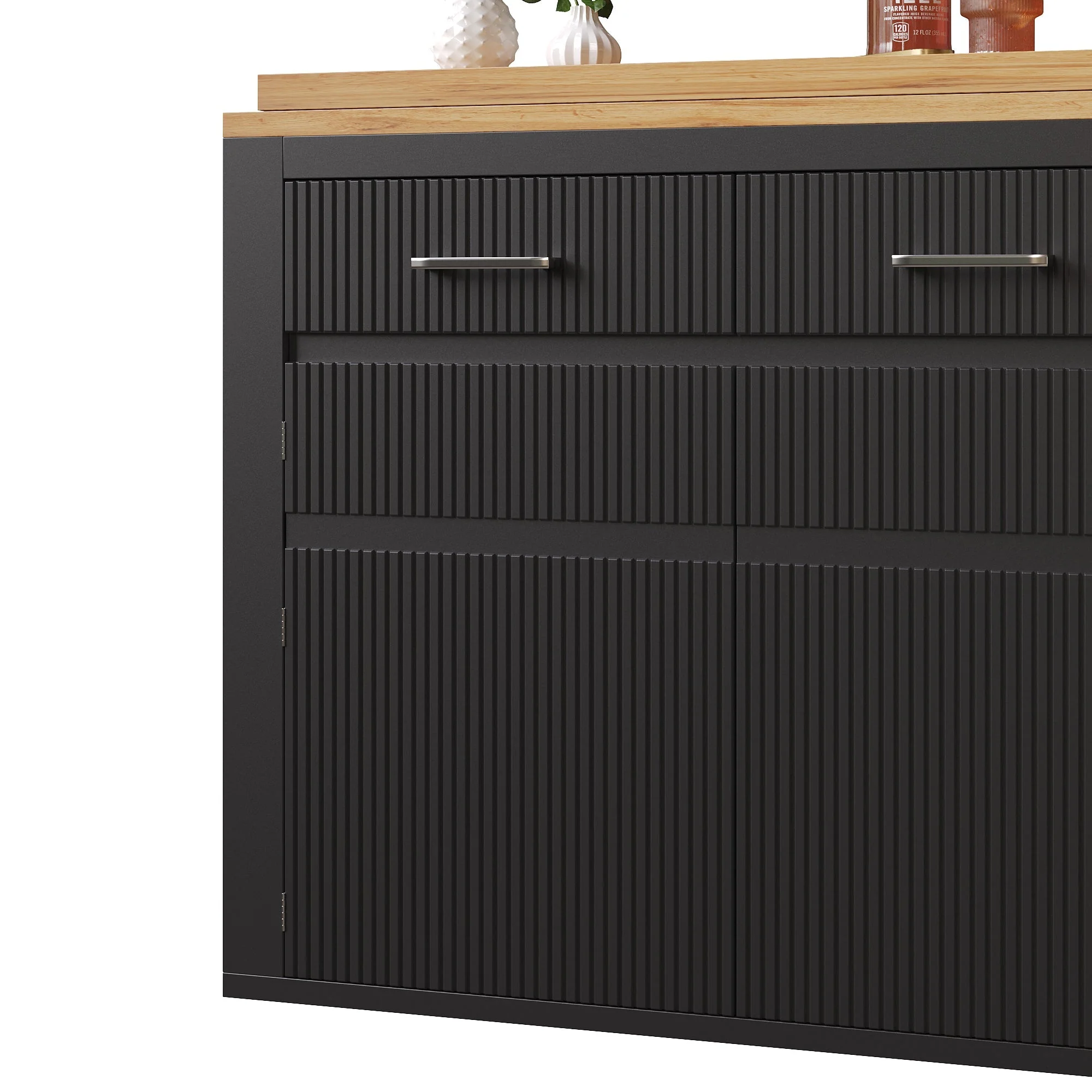 Extendable Bar Table Telescopic Storage Drawer Shelves - Black - Image 10