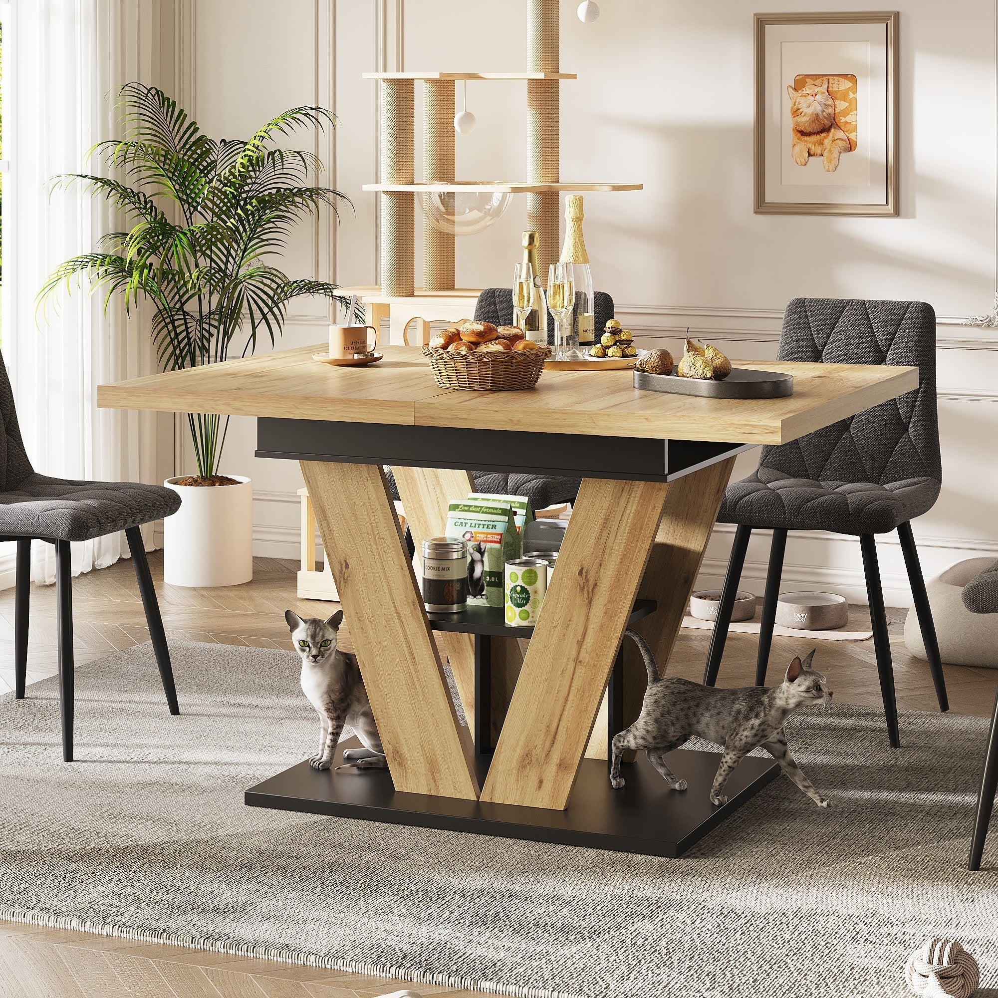 Extendable Dining Table 110(140)x80cm - Wood Grain - Image 2