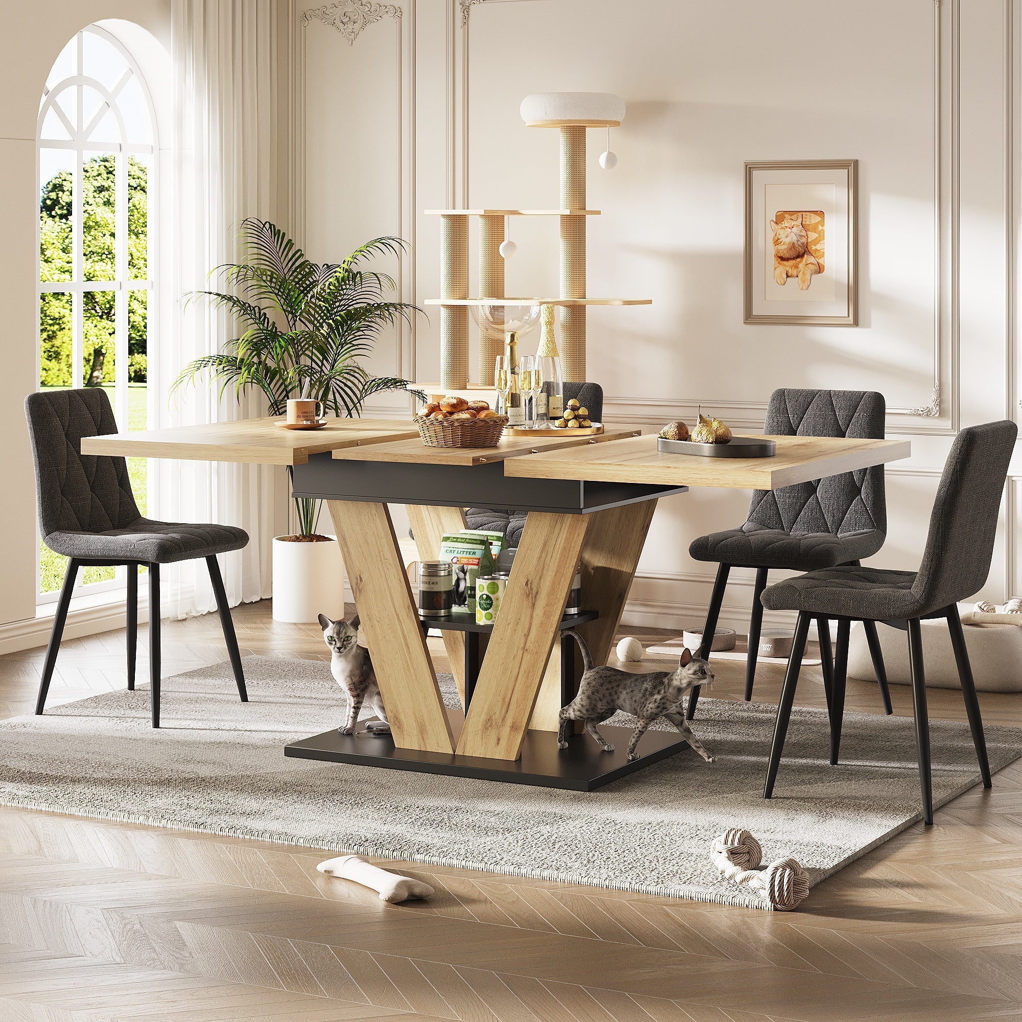 Extendable Dining Table 110(140)x80cm - Wood Grain - Image 4