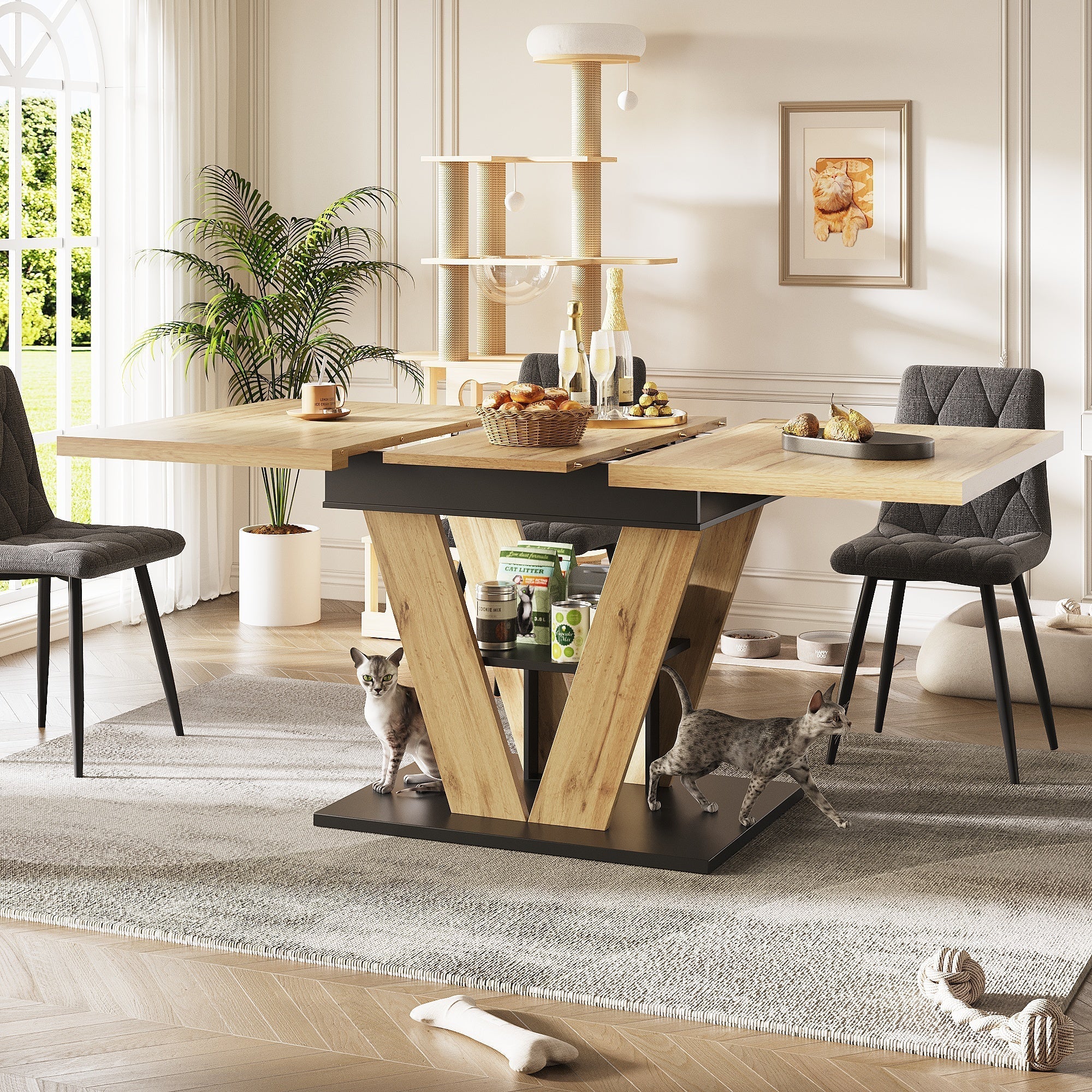 Extendable Dining Table 110(140)x80cm - Wood Grain - Image 5
