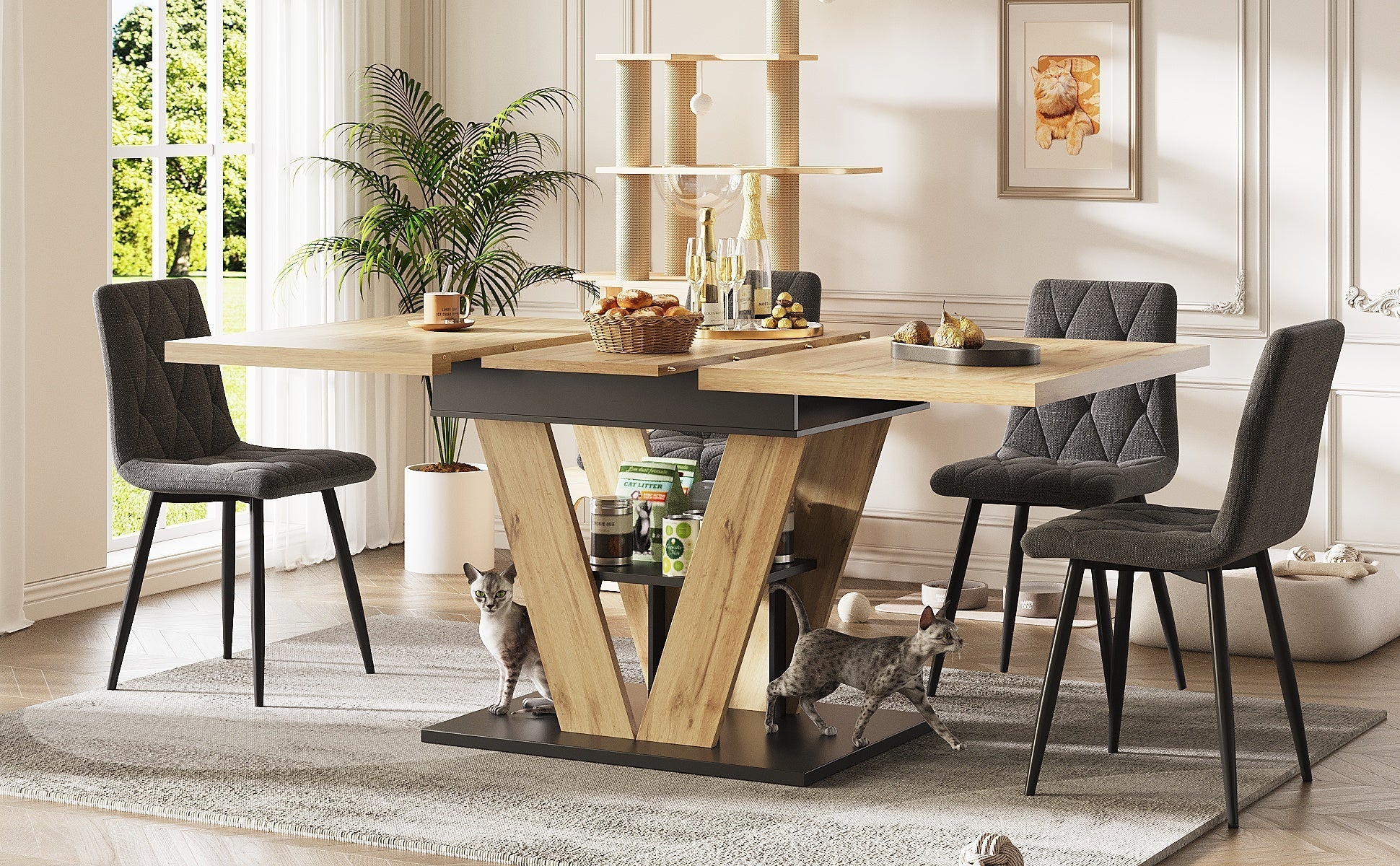 Extendable Dining Table 110(140)x80cm - Wood Grain - Image 6
