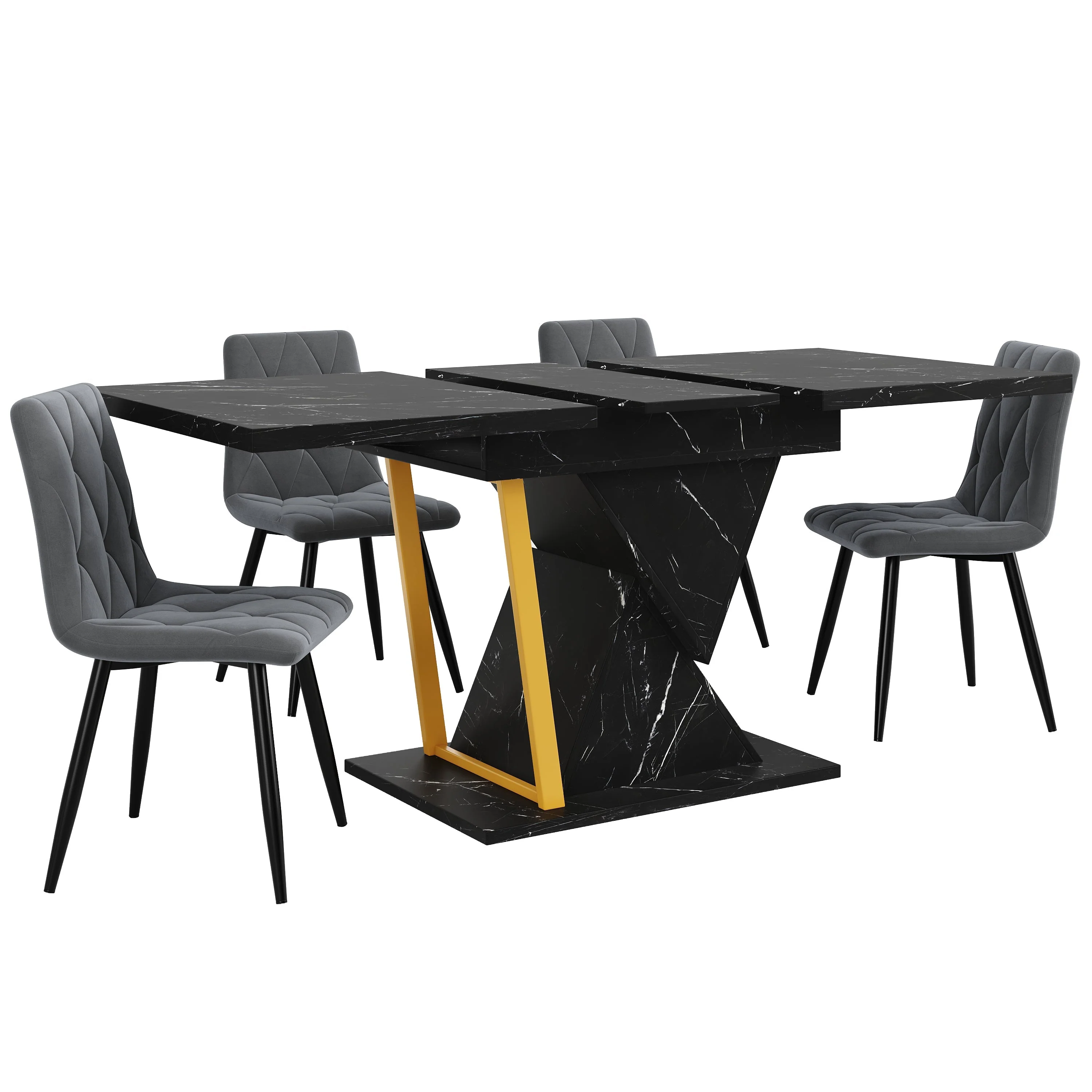 Extendable Dining Table 110-140x80cm 6 Seater Wood - Black - Image 6