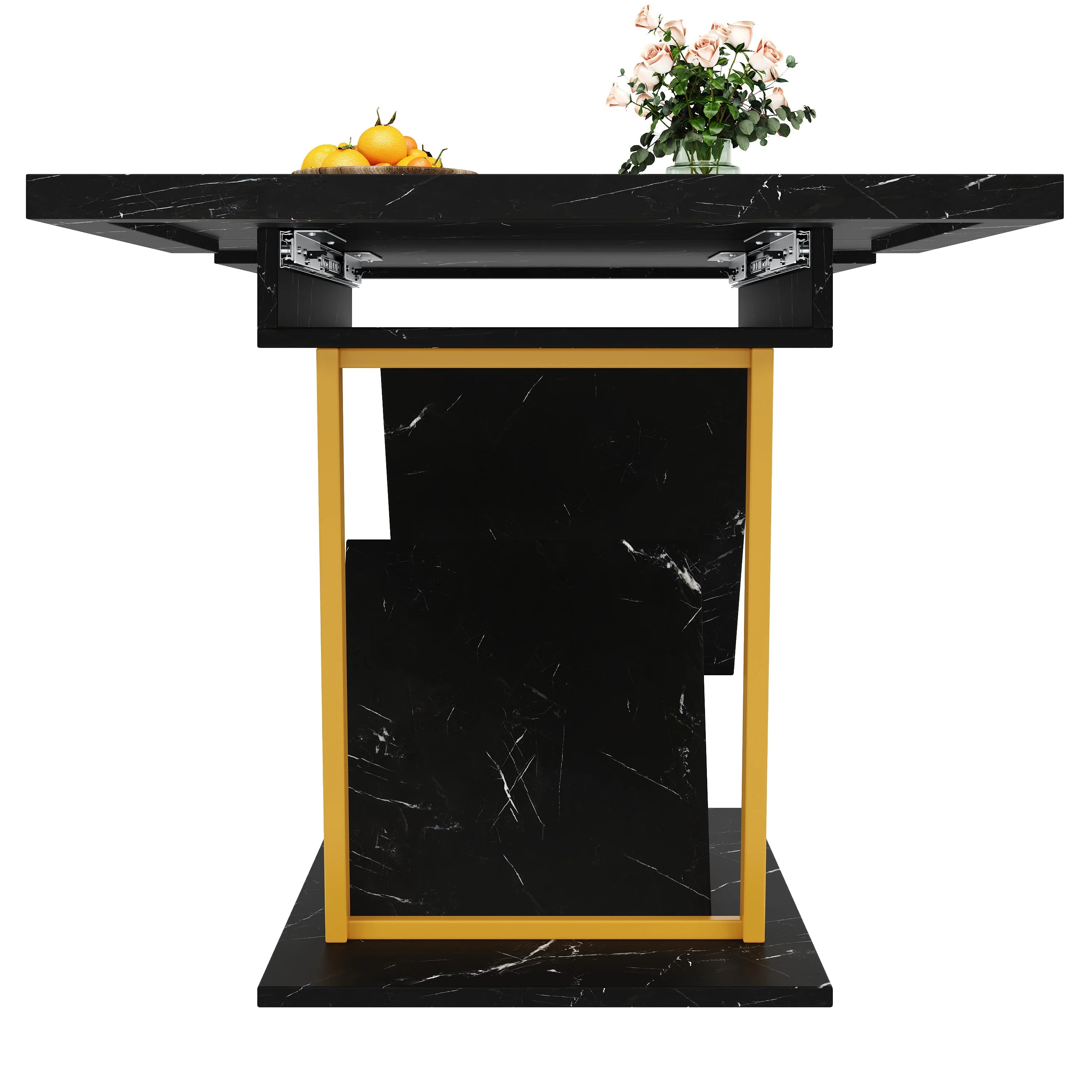 Extendable Dining Table 110-140x80cm 6 Seater Wood - Black - Image 7