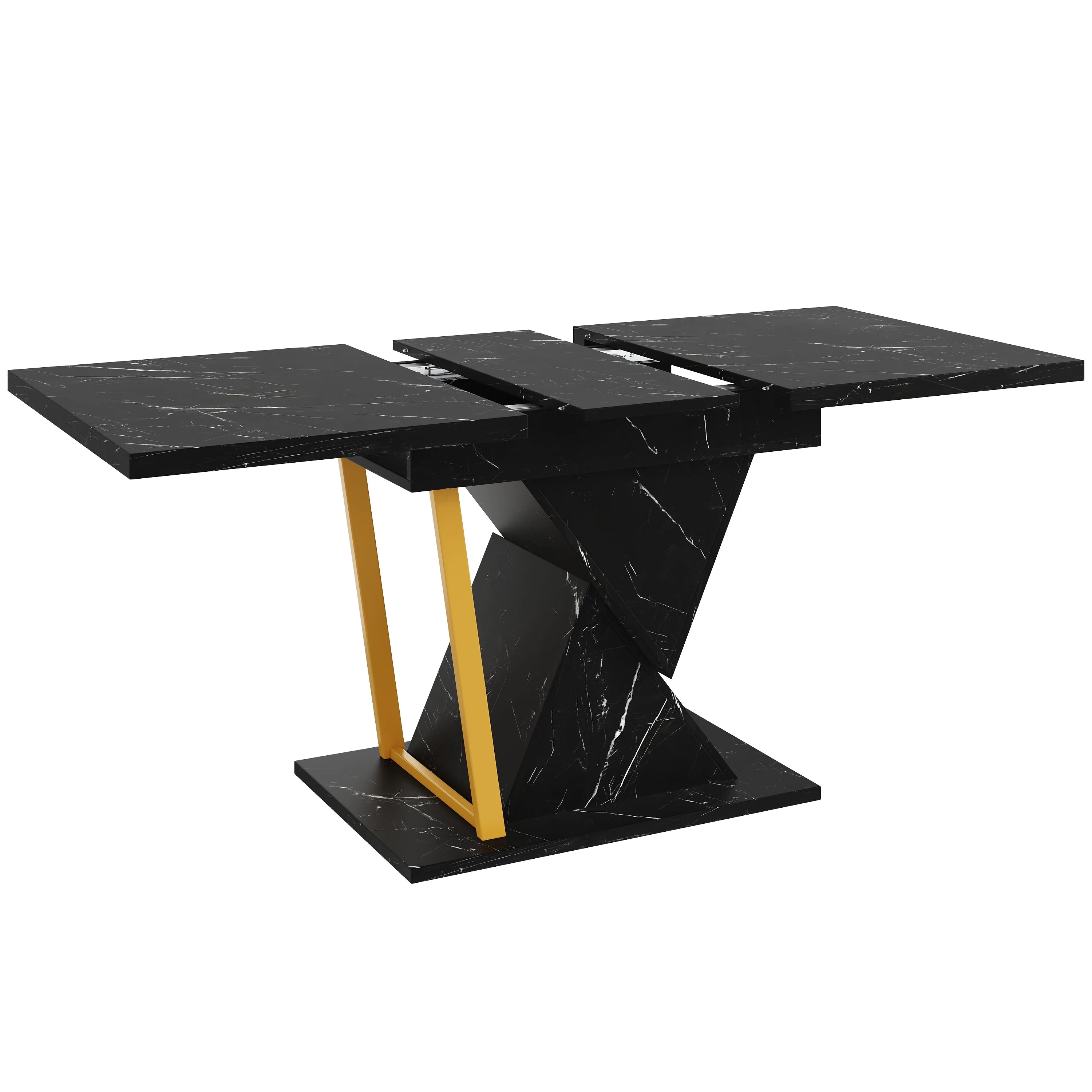 Extendable Dining Table 110-140x80cm 6 Seater Wood - Black - Image 8