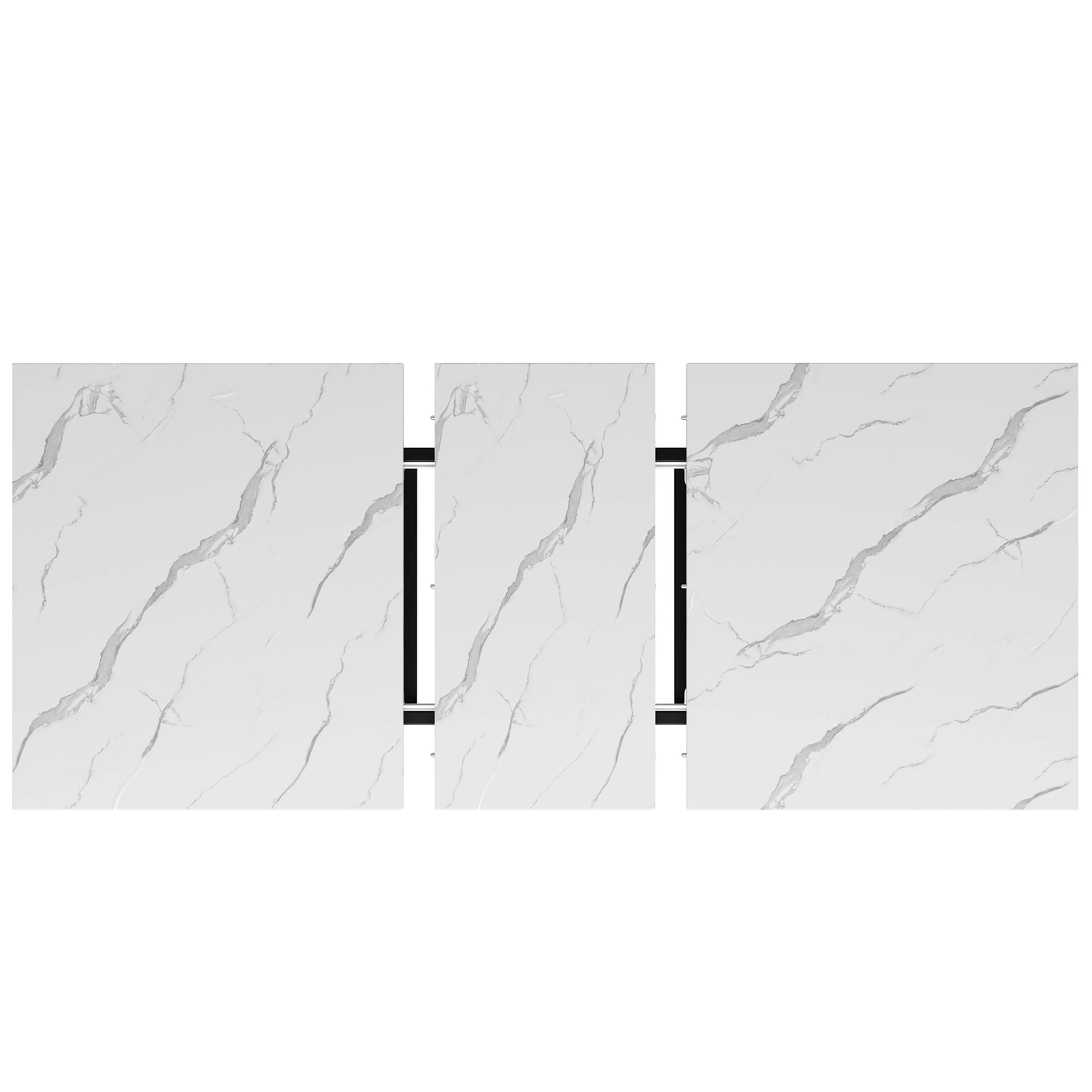 Extendable Dining Table 140-179.5cm Rectangular Metal Frame - White/Black - Image 7