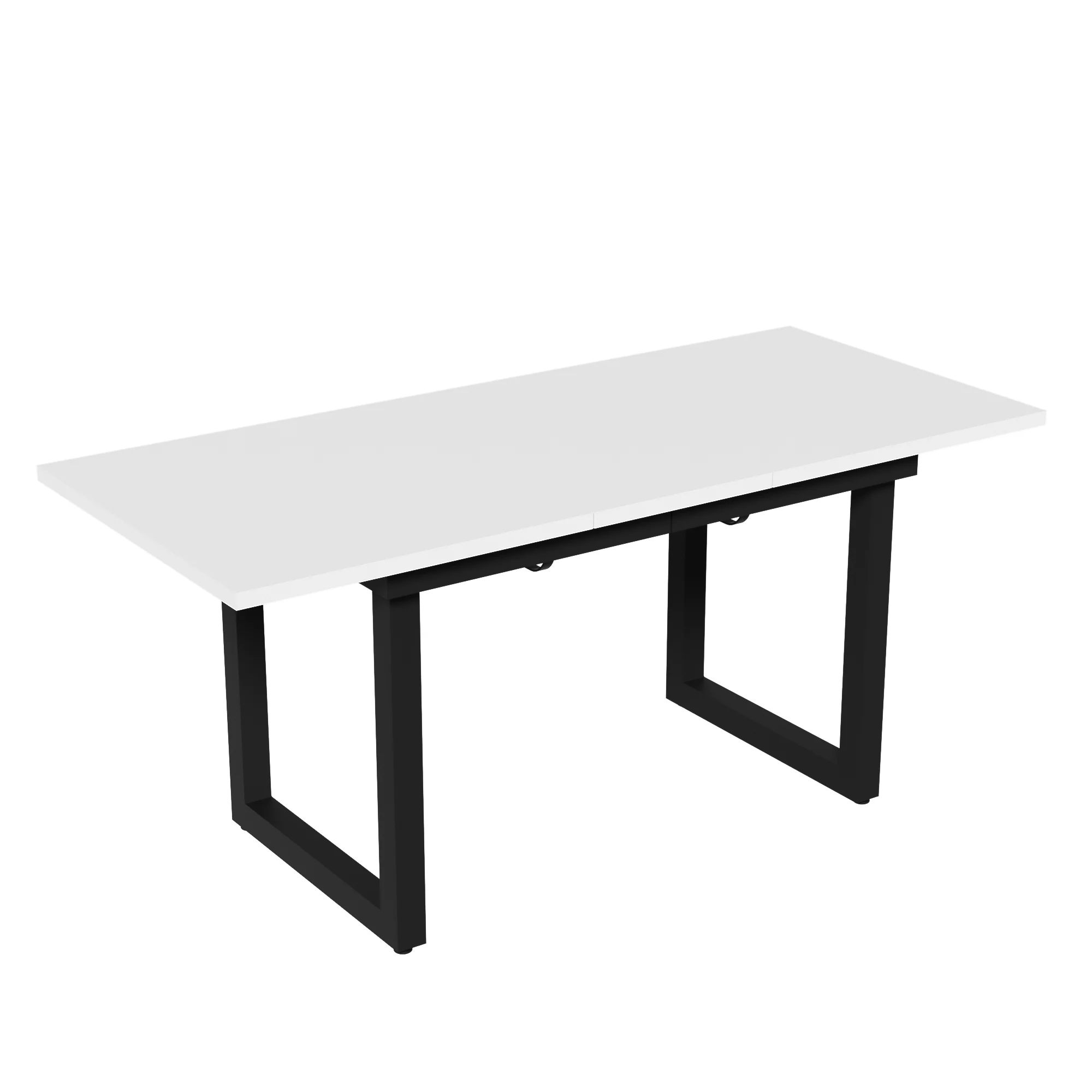 Extendable Dining Table 140/180cm Rectangular Industrial Style MDF White/Black - Image 9