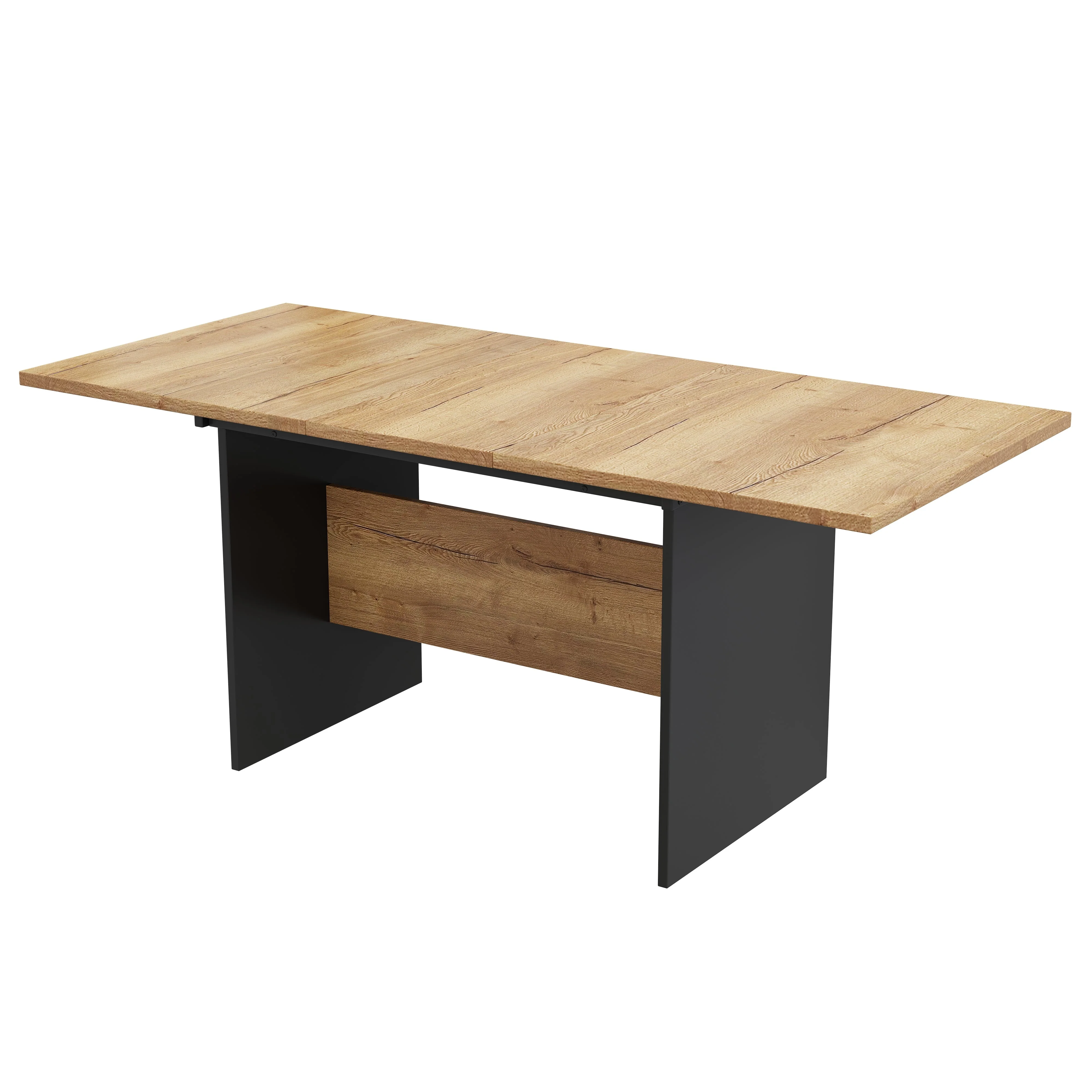 Extendable Dining Table 140/180x80cm Rectangular Wood Grain Minimalist Style Natural - Image 6