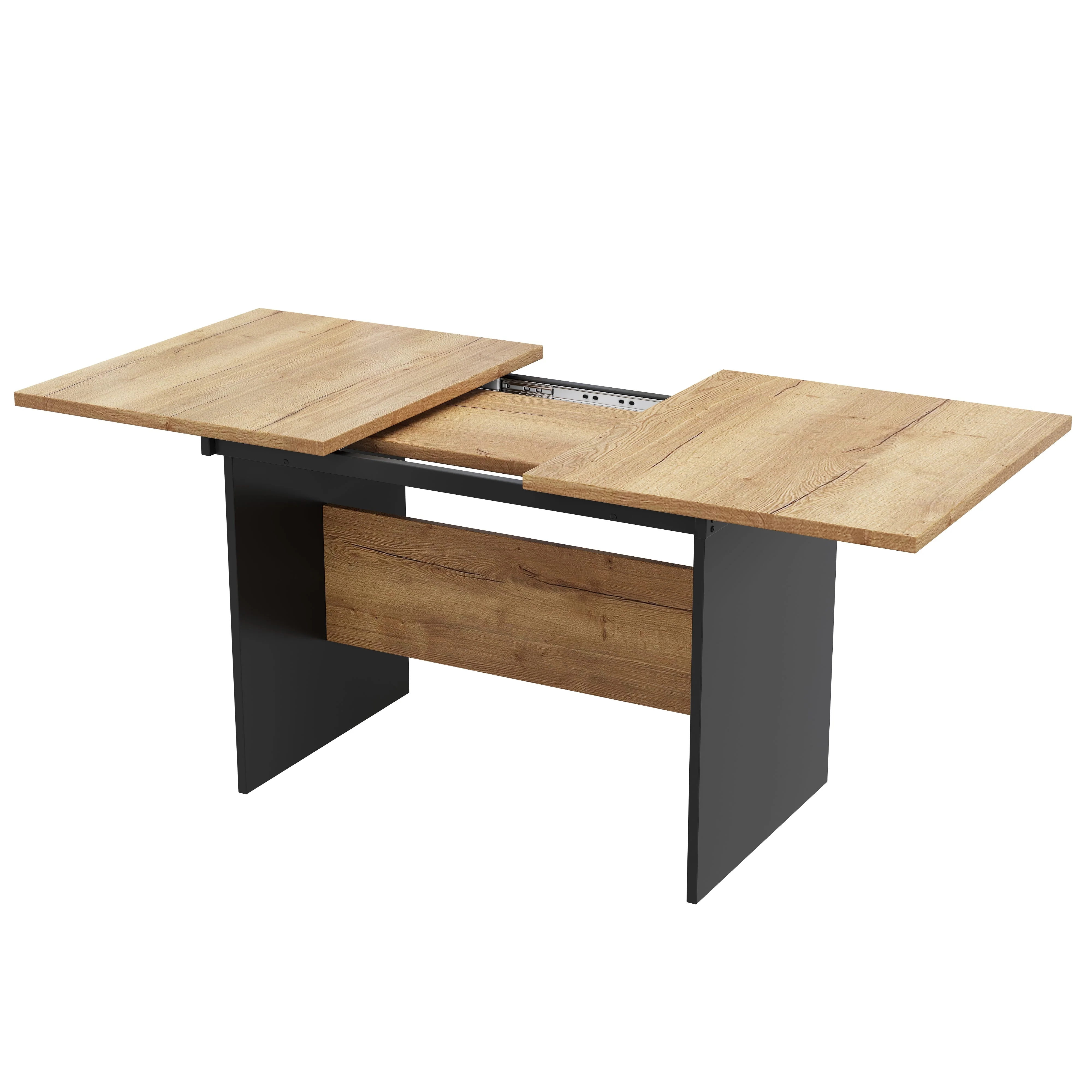 Extendable Dining Table 140/180x80cm Rectangular Wood Grain Minimalist Style Natural - Image 7