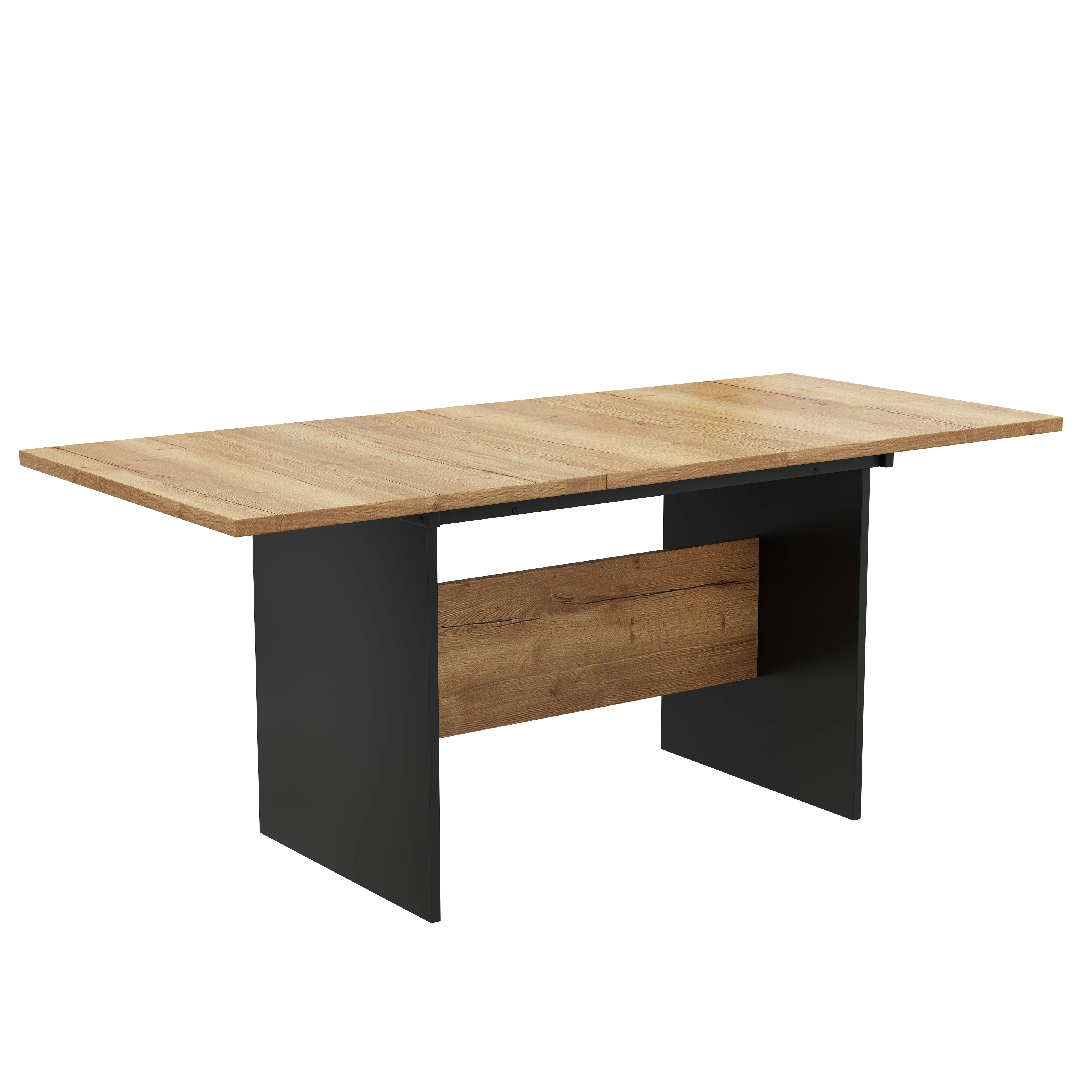 Extendable Dining Table 140/180x80cm Rectangular Wood Grain Minimalist Style Natural - Image 8