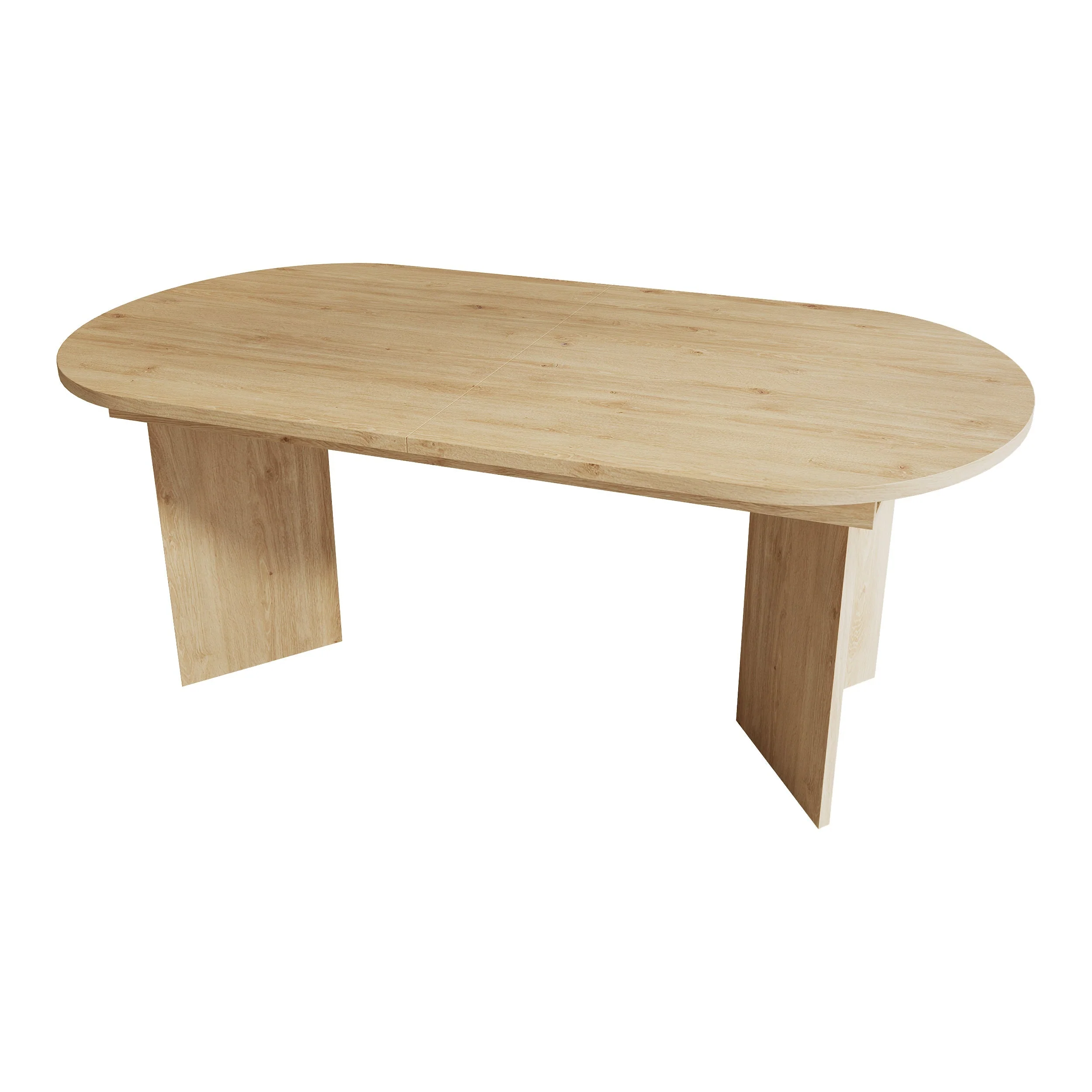 Extendable Dining Table 160/200x90cm 6-8 Seater Rounded Top - Oak Color - Image 10