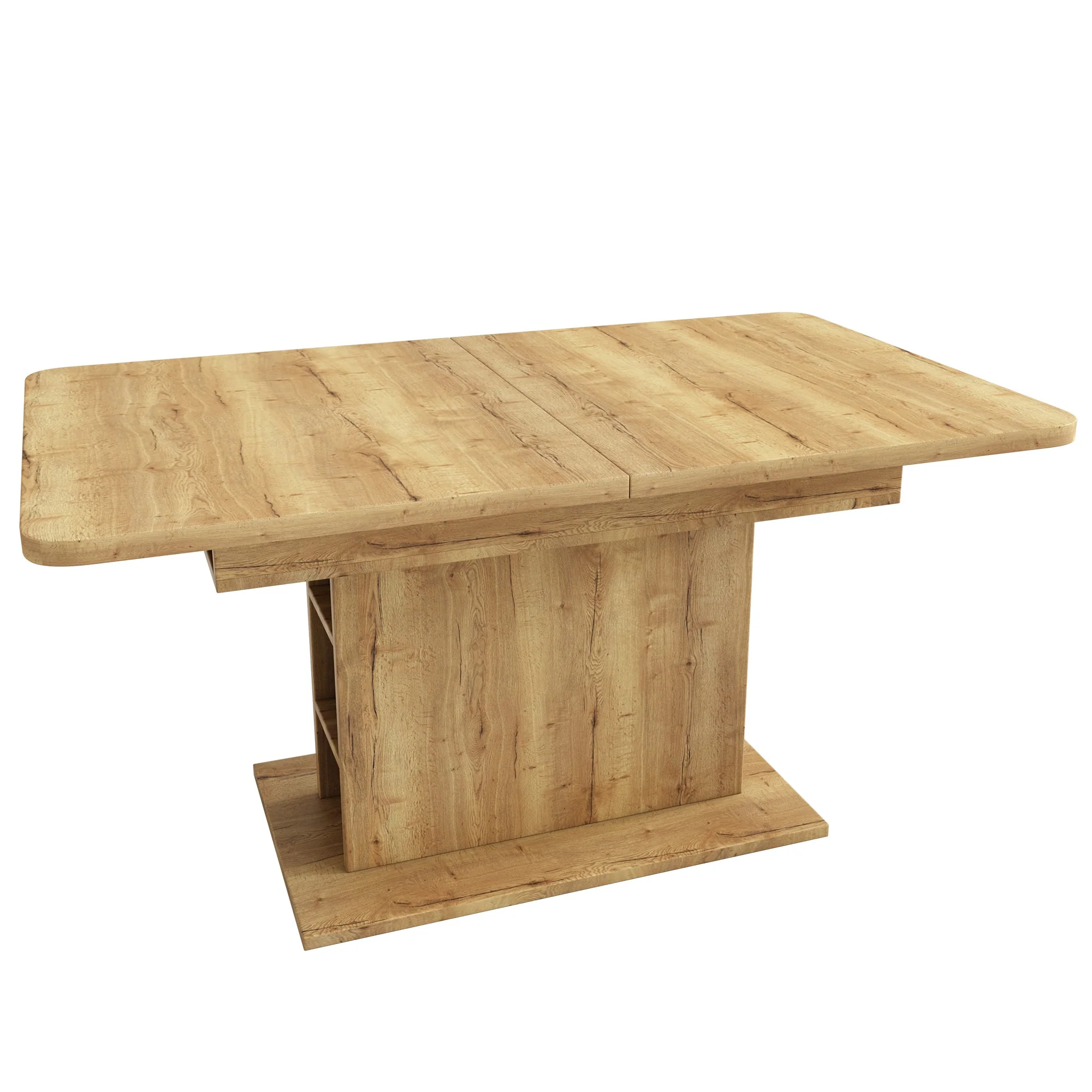 Extendable Dining Table Rectangular L110/130xW70xH75 with Storage Space-Saving Iron Frame - Natural - Image 7