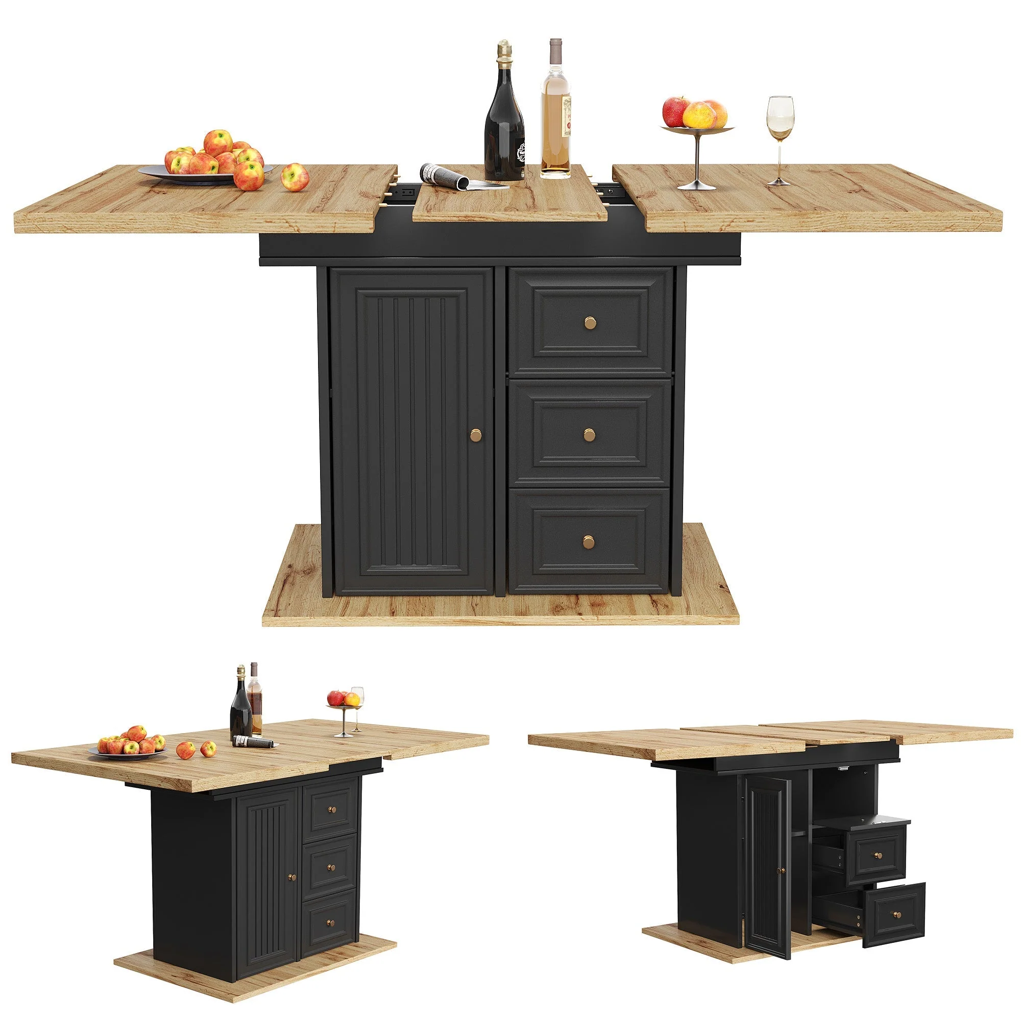 Extendable Dining Table with LED Lighting, 110-140cm, Seats 6, Wood Finish - Image 9